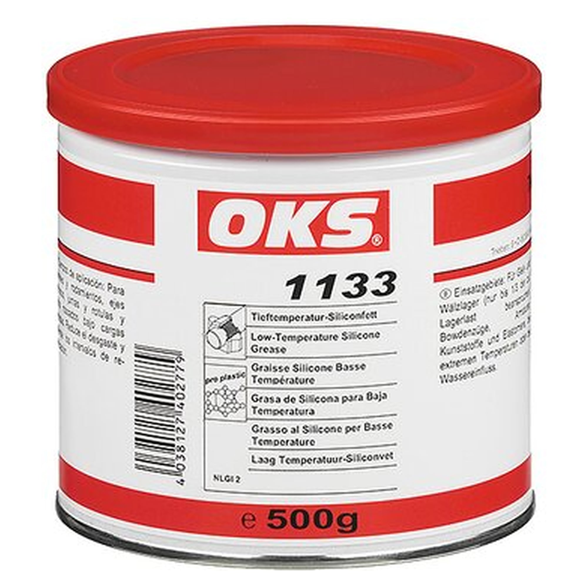 OKS 1133, Tieftemperatur-Silikonfett - 500 g Dose, Schmierung von Wälz- und Gleitlagern, Bowdenzügen