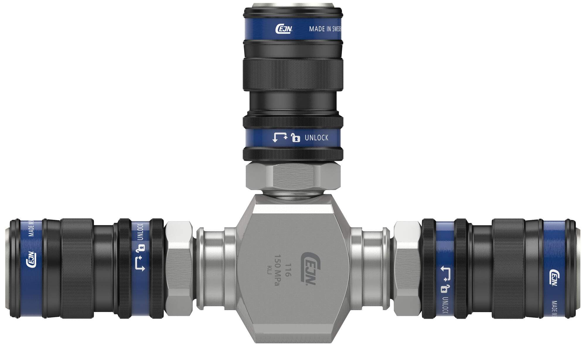 T-Anschluss mit 3 Kupplungen, DN 2,5 mm, 150 MPa, gehärteter Stahl - Cejn 101163111