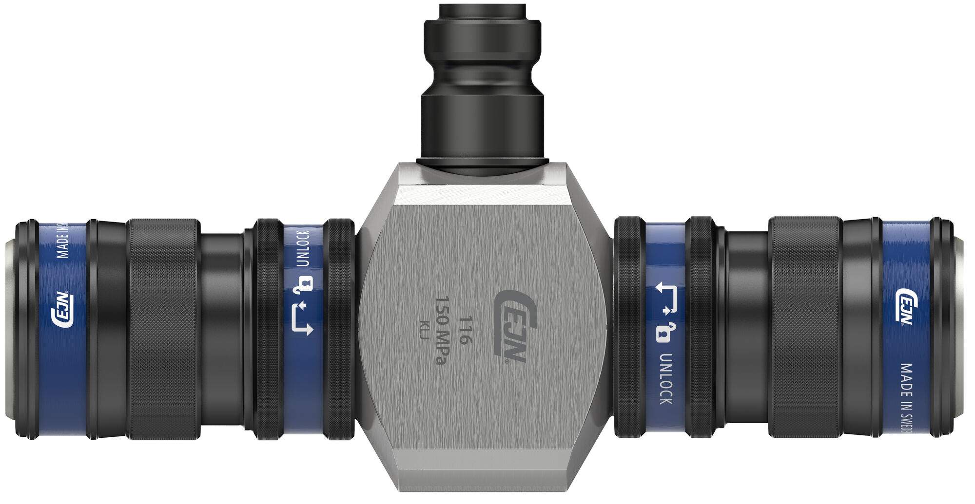 T-Anschluss mit 2 Kupplungen und 1 Nippel, DN 2,5 mm, 150 MPa, gehärteter Stahl - Cejn 101163161