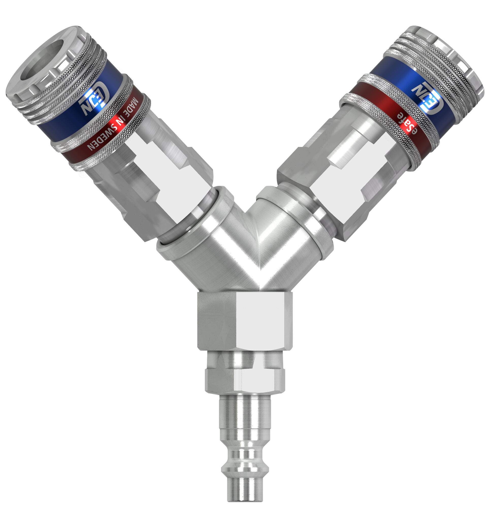Y-Stück mit zwei Kupplungen und Nippel, Kupplungsprofil Serie 320, 2250 l/min, Messing - Cejn 103209200