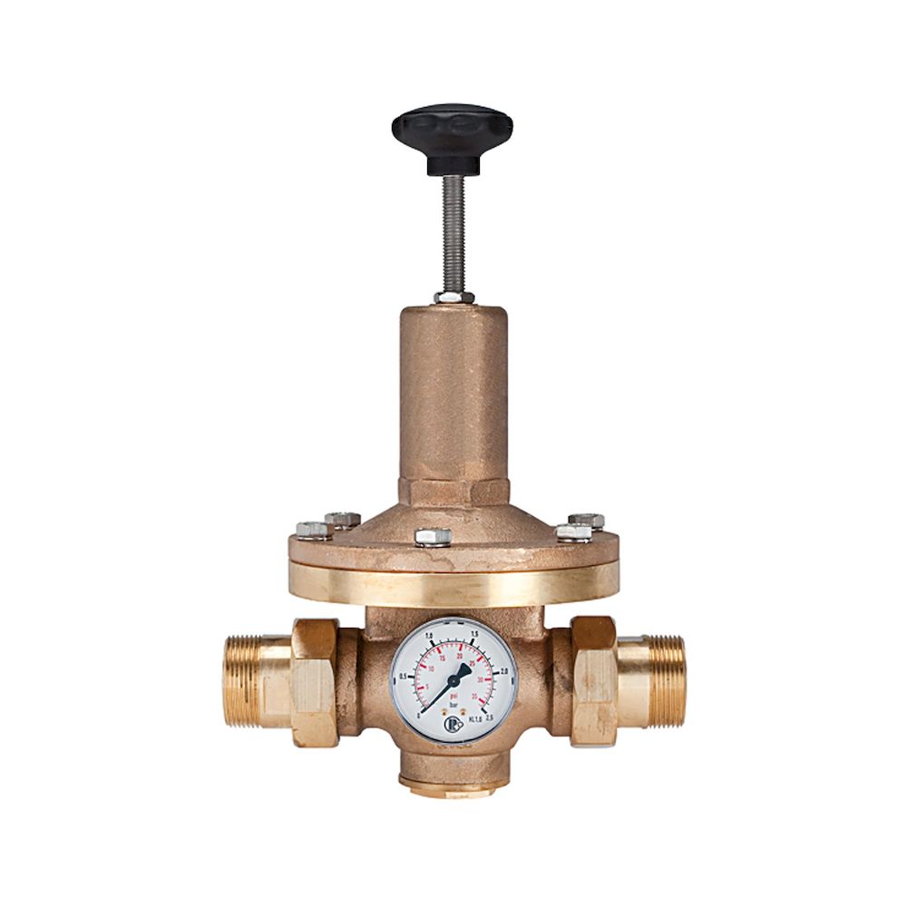 Riegler 101338.Pressure regulator for water, pressure gauge, R 2, 0.2 - 2 bar