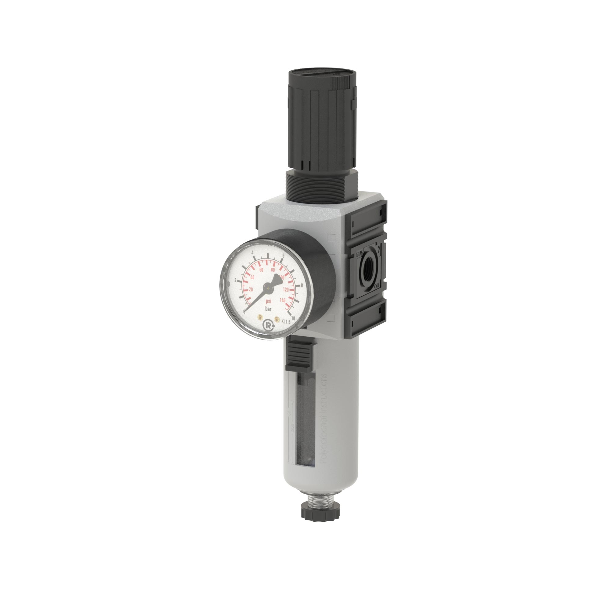 Filter regulator »FUTURA«, PC, Size 4, G 1, 0.5-10 bar, Semi a. - Riegler 151782