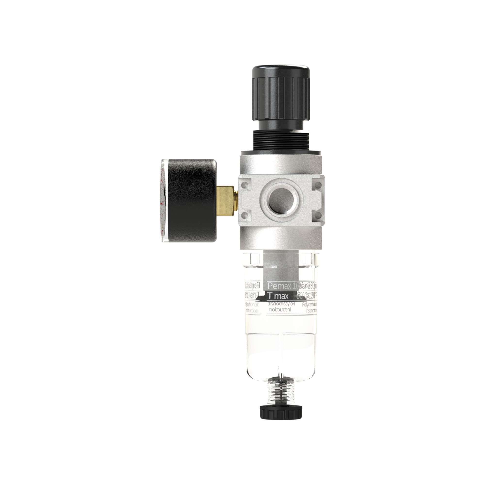 Filter regulator »multifix-mini«, PC container, G 1/4, 0.5-10 bar - Riegler 100354