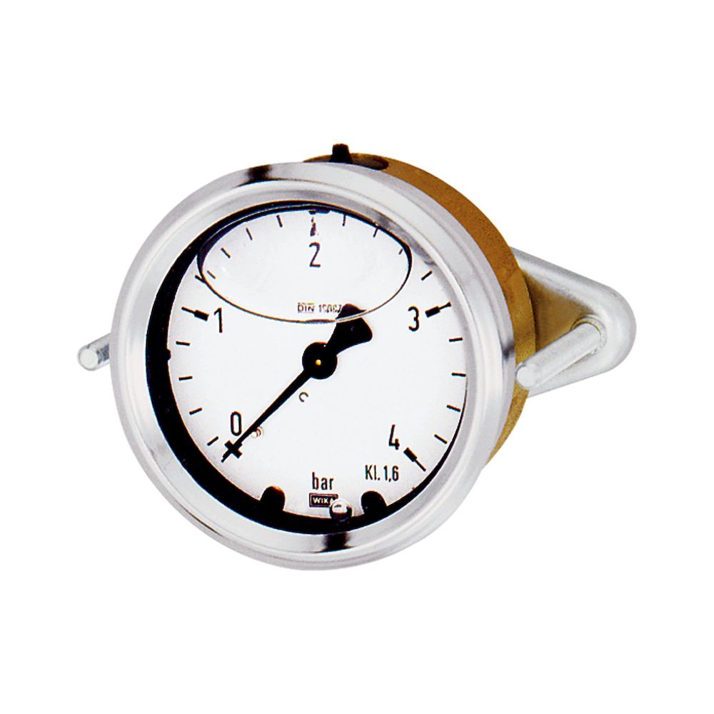Riegler 102275.Glycerine pressure gauge, triangle front ring, G 1/4, -1 / 0 bar