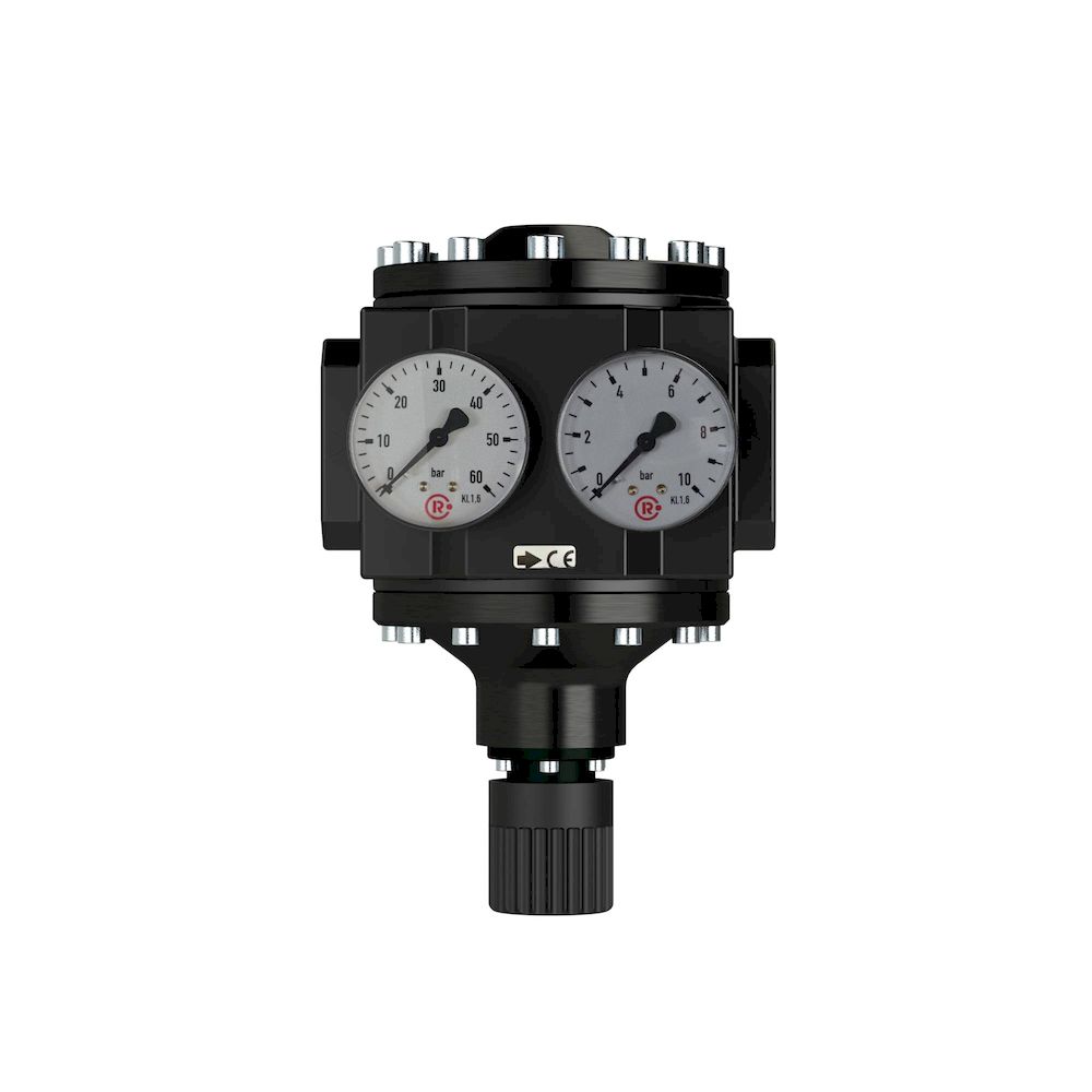 Riegler 101139.Large pressure regulator, 2 pressure gauges, G 1 1/2, 0.5-25 bar