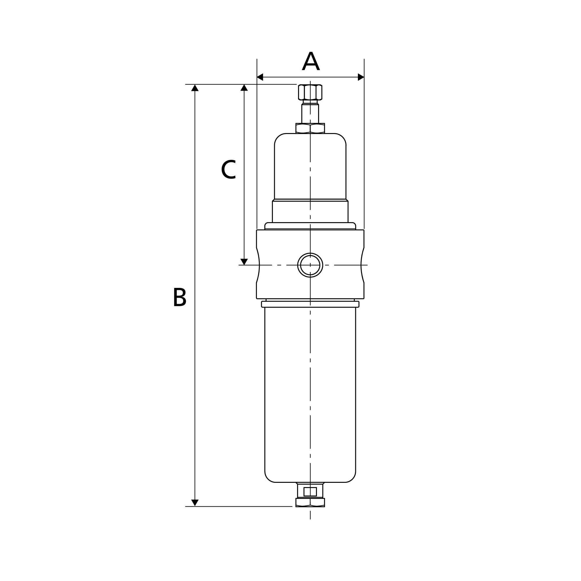 Stainless steel filter regulator, 1.4404, G 1/4, 1 - 15 bar - Riegler 101207