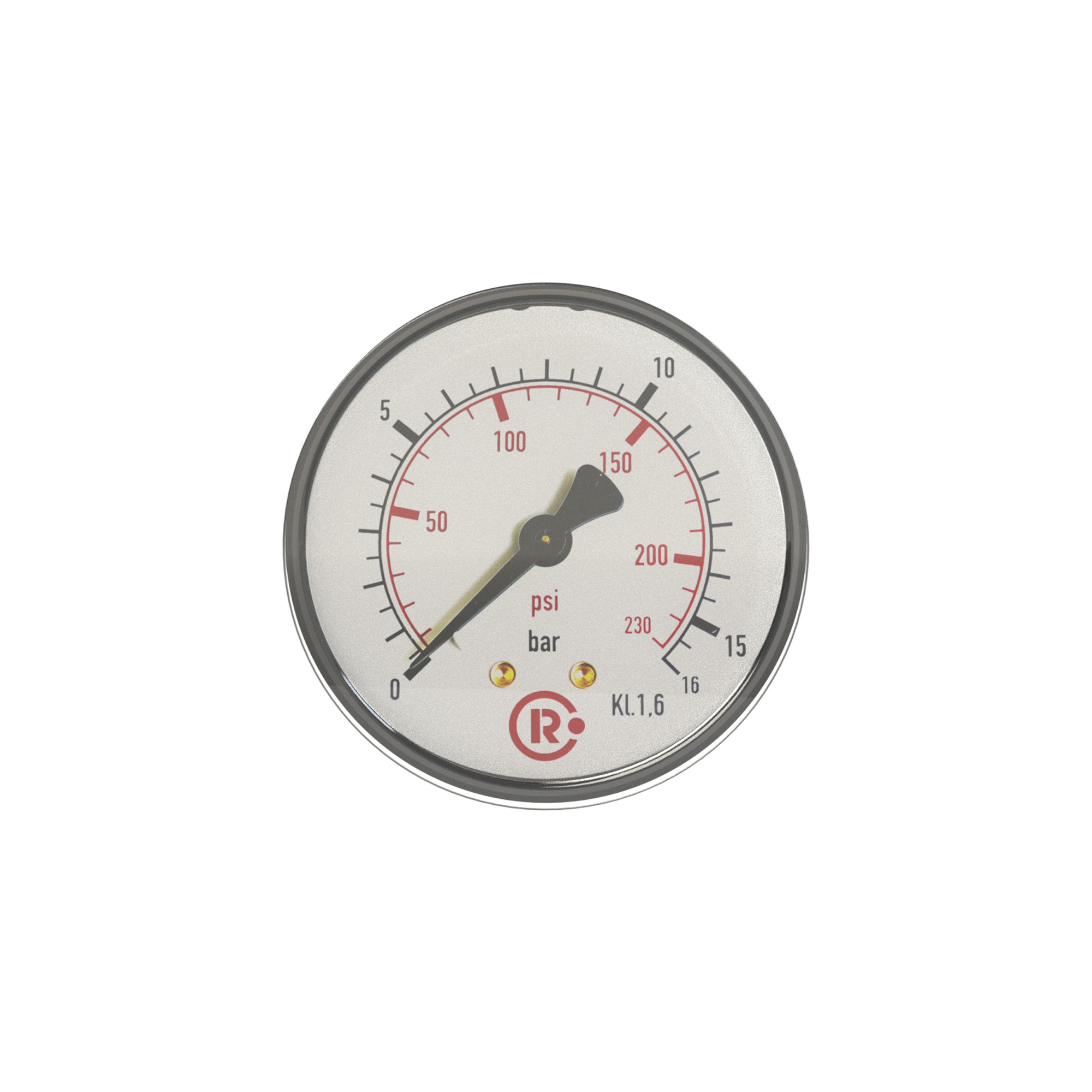 Standard pressure gauge, rear centric, G 1/4, 0 - 6 bar/87 psi - Riegler 101676