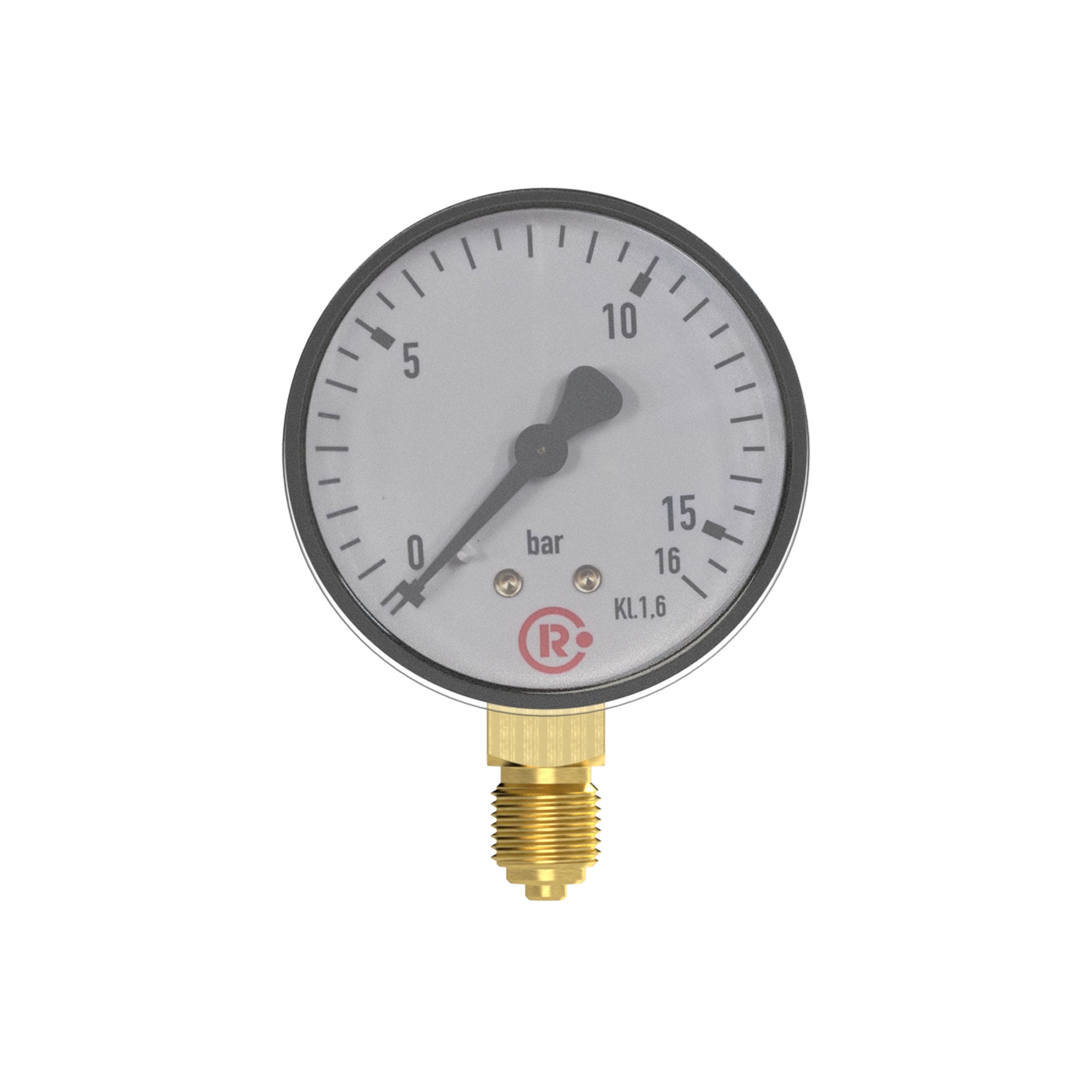 Standard pressure gauge, radial bottom, G 1/8, 0 - 16 bar, Ø 40 - Riegler 101686
