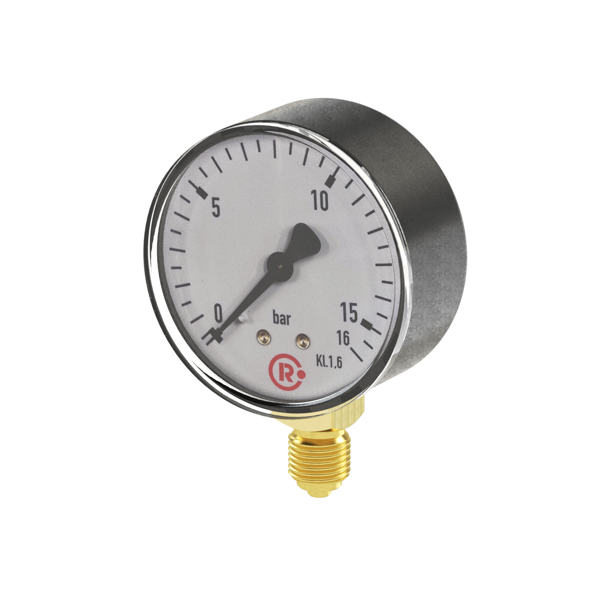 Standard pressure gauge, radial bottom, G 1/8, 0 - 16 bar, Ø 40 - Riegler 101686
