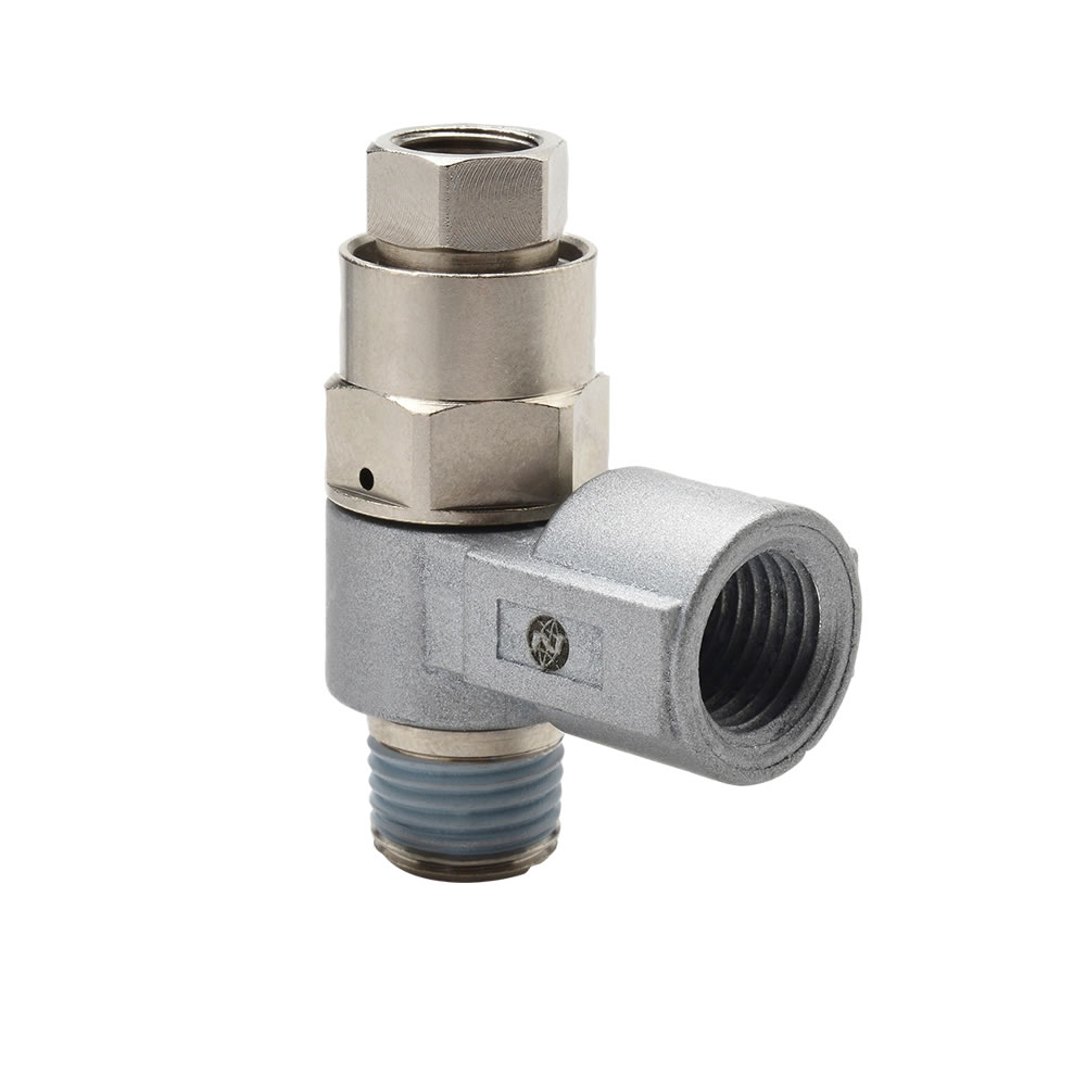 Pneufit 10 pilot operated check valve, elbow, R1/4, Rc1/4, Rc1/8 - Norgren 101GA2828
