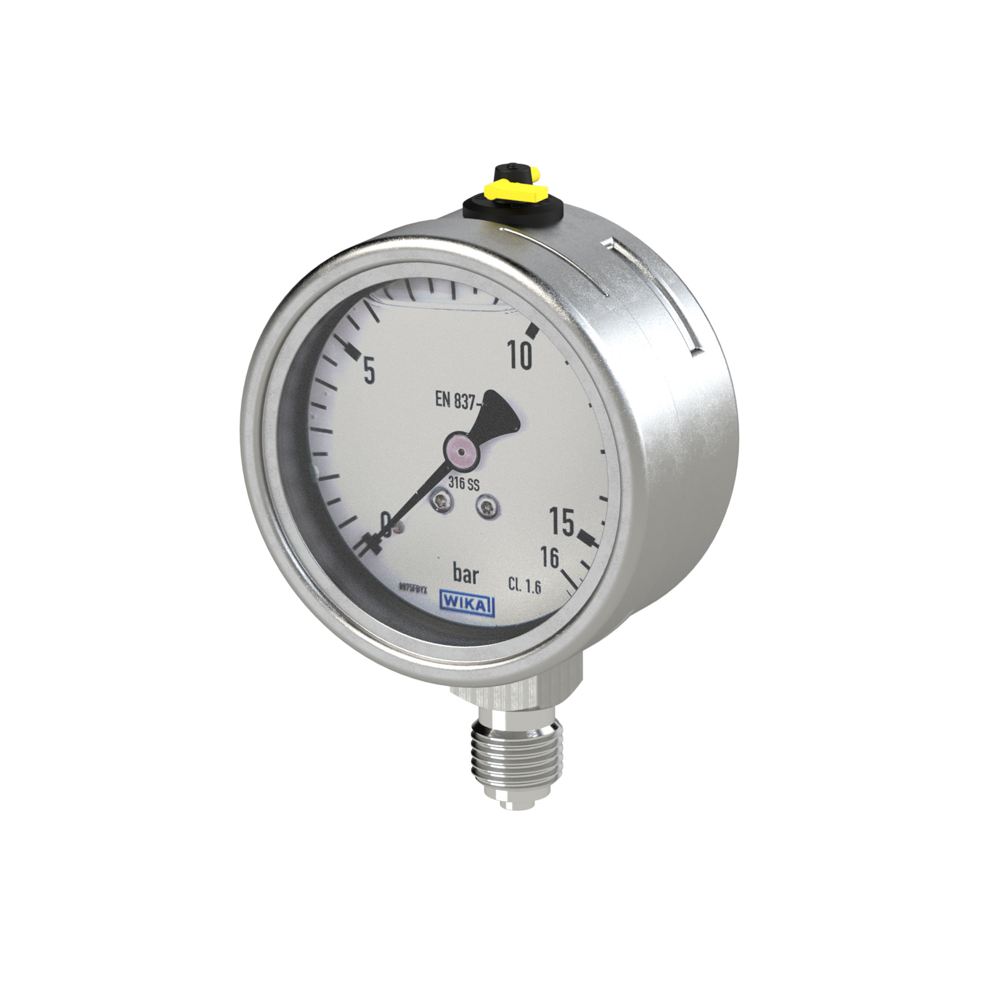 Glycerine pressure gauge, CrNi steel, G 1/4, -1 / +0.6 bar, Ø 63 - Riegler 102309