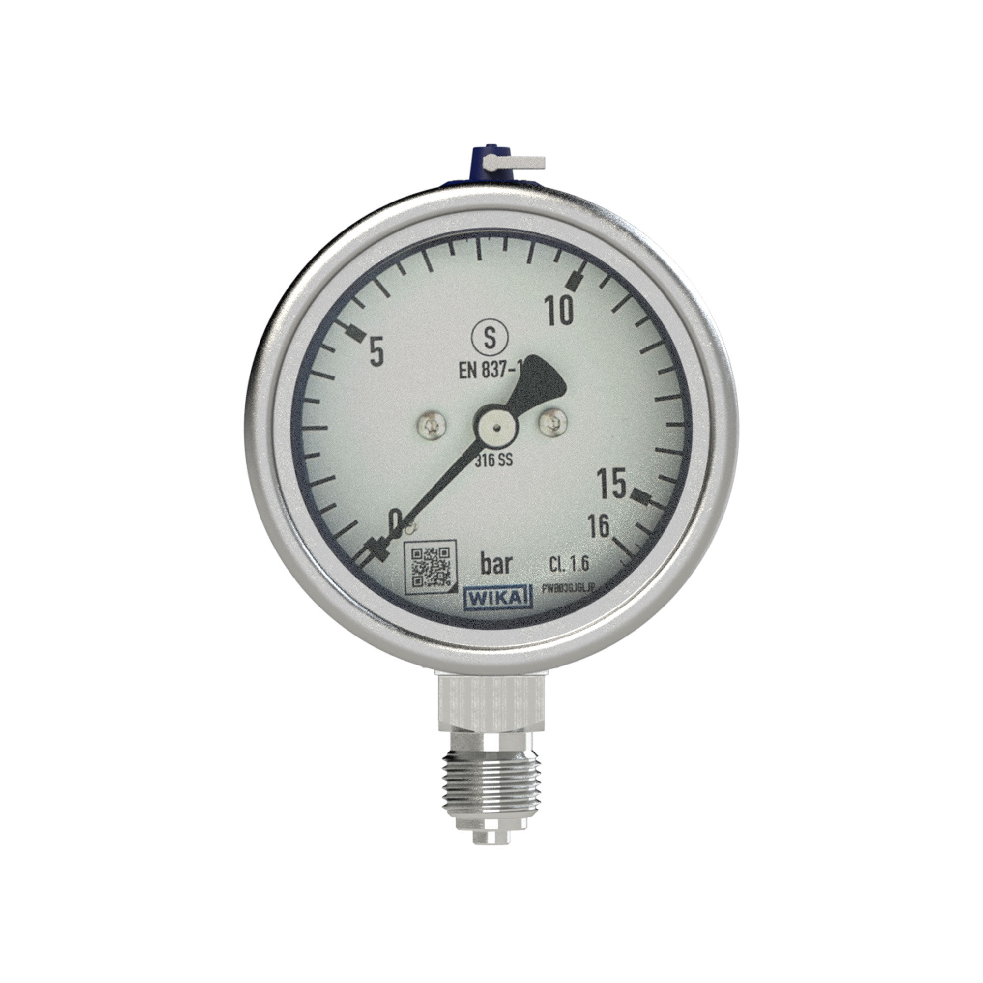 Mano, CrNi-Stahl, Sicherh., G 1/2 radial unten, 0-60,0 bar, Ø 100 - Riegler 102470