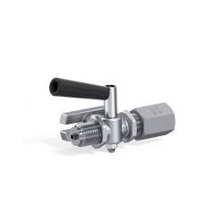 Riegler 102658. Manometer-Absperrhahn, Zapfen - Spannmuffe, ES 1.4571, G 1/2