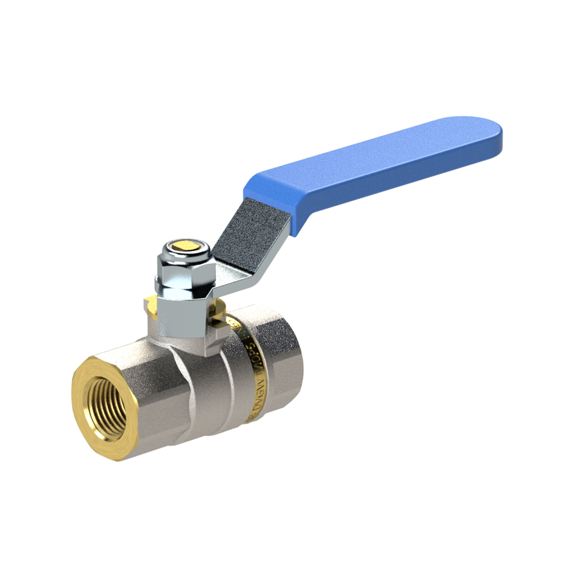 Ball valve standard design, blue steel lever, IT/IT - Riegler K817