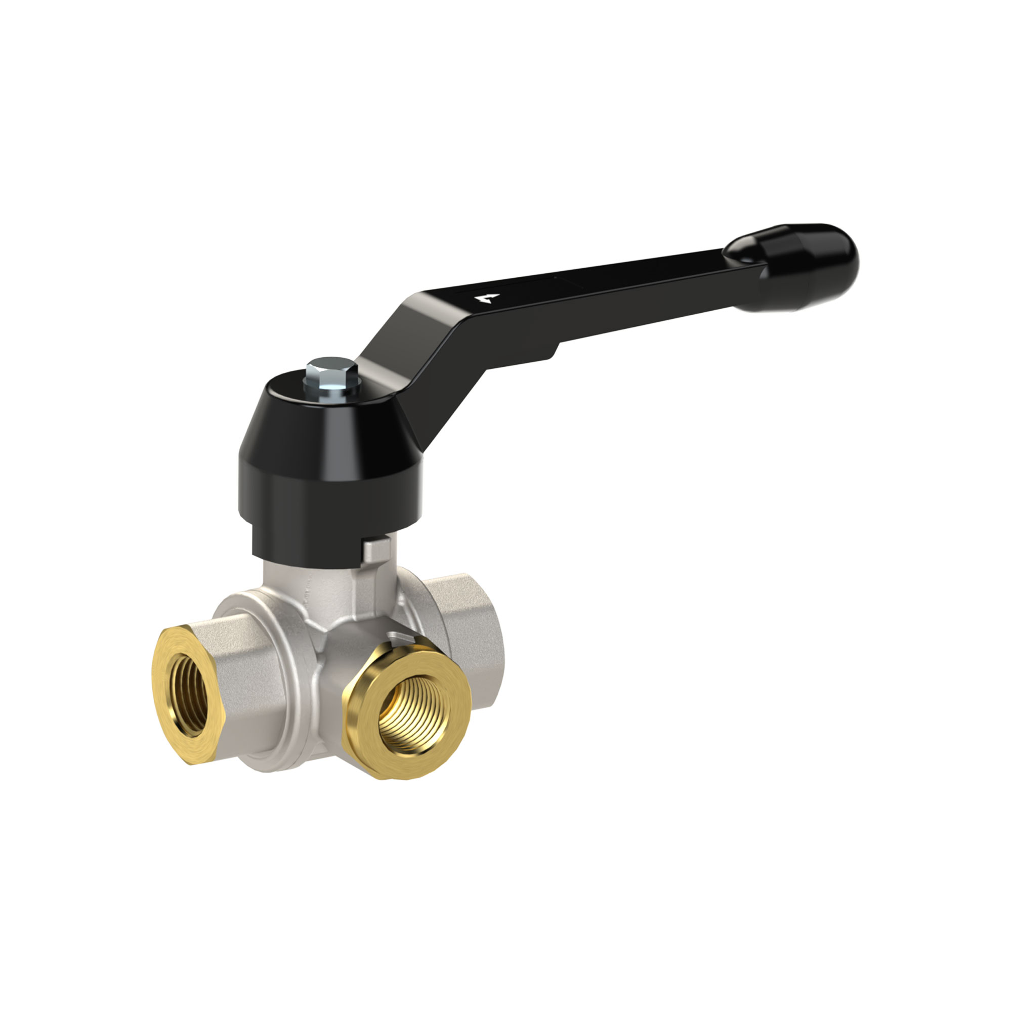3-way ball valve, Standard, L-hole, nickel-plated brass - Riegler K762