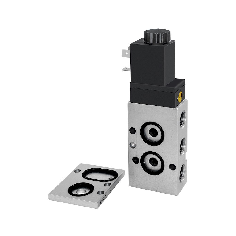 Riegler 103653. 3/2-5/2-Wegeventil, NAMUR, Luftfeder, G 1/4, 230 V, 50Hz