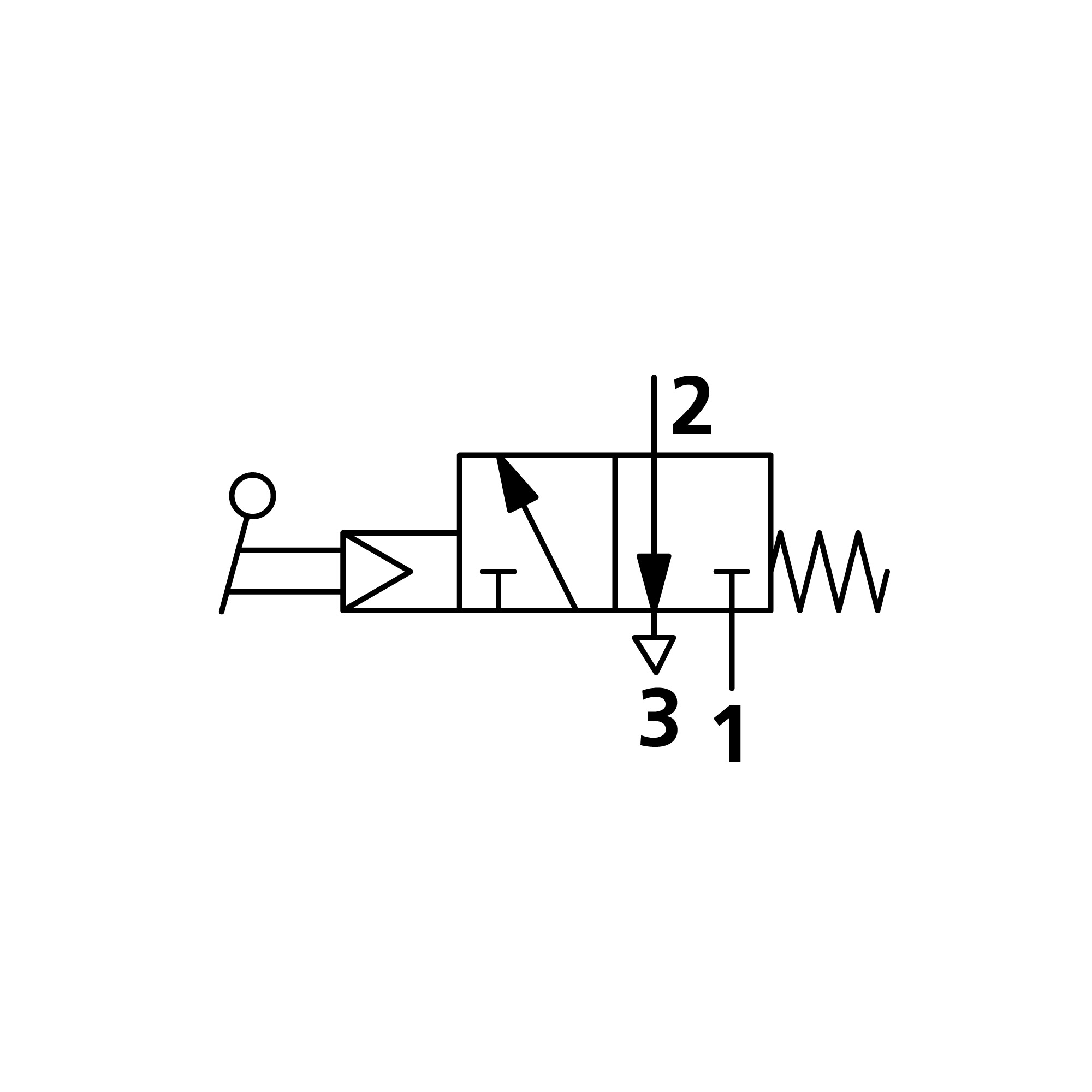 3/2-Wegeventil, man.Drehhebel lang, NC, monost. G1/8, 2 Schaltst. - Riegler 106423