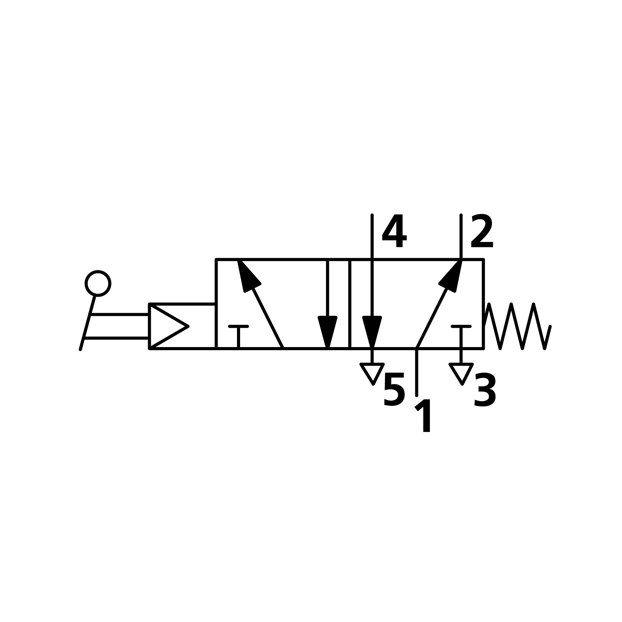 5/2-Wegeventil, man.Drehhebel lang, monostabil, G1/8 2 Schaltst. - Riegler 106435