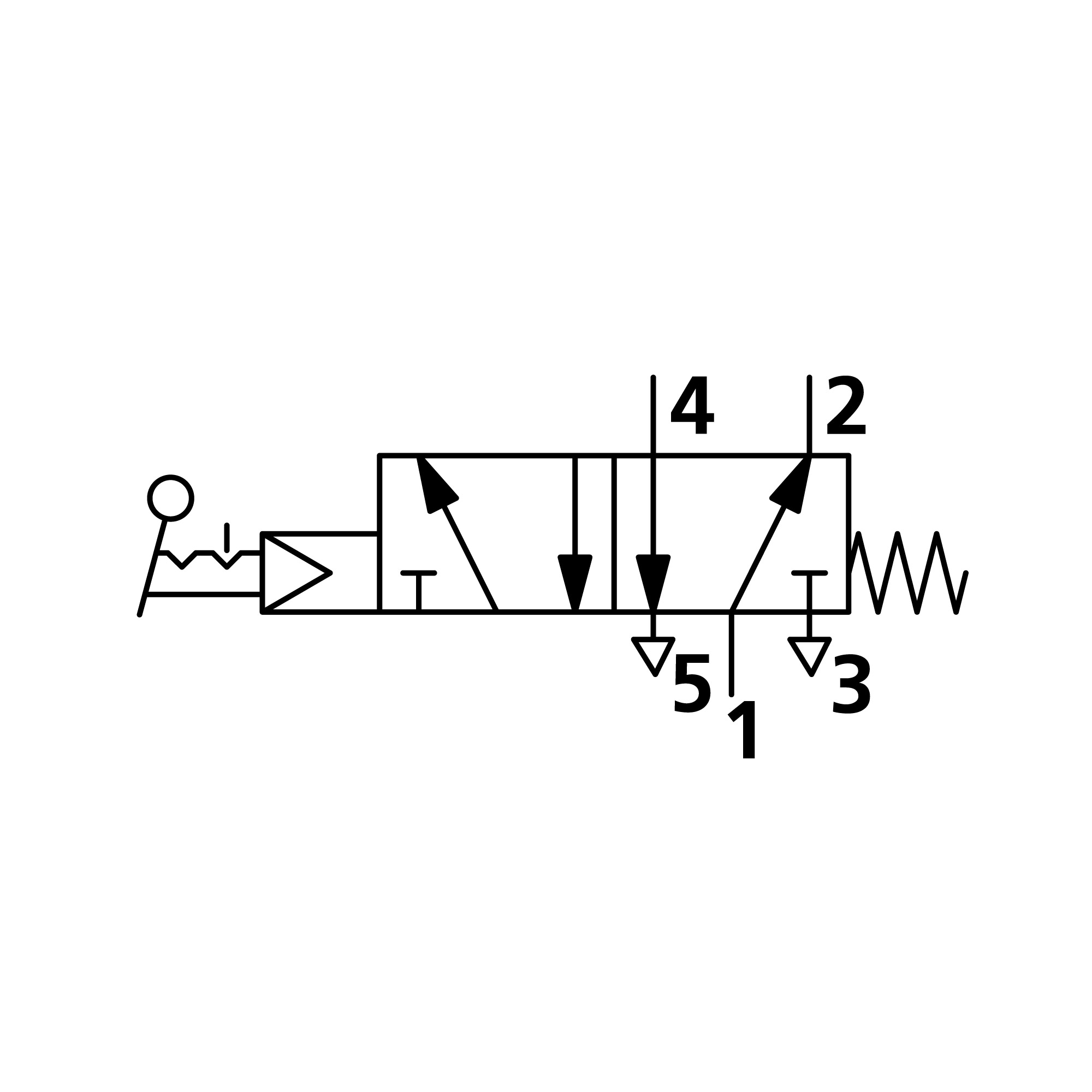 5/2-Wegeventil, man.Drehhebel lang, bistabil, G 1/8, 2 Schaltst. - Riegler 106436