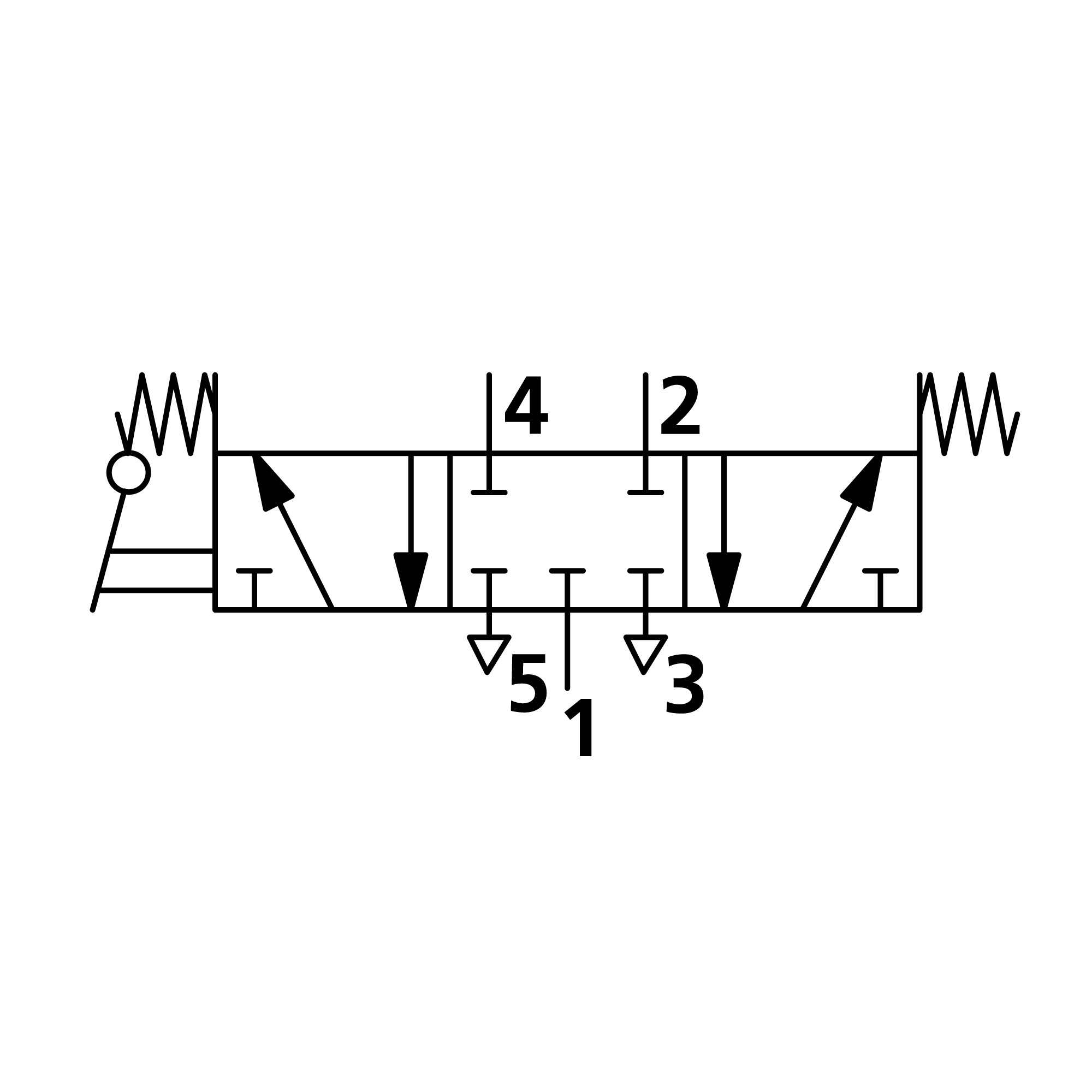 5/3-Wegeventil, man. 90° Hebel, G 1/2, Mitte geschl., Federrück. - Riegler 106482