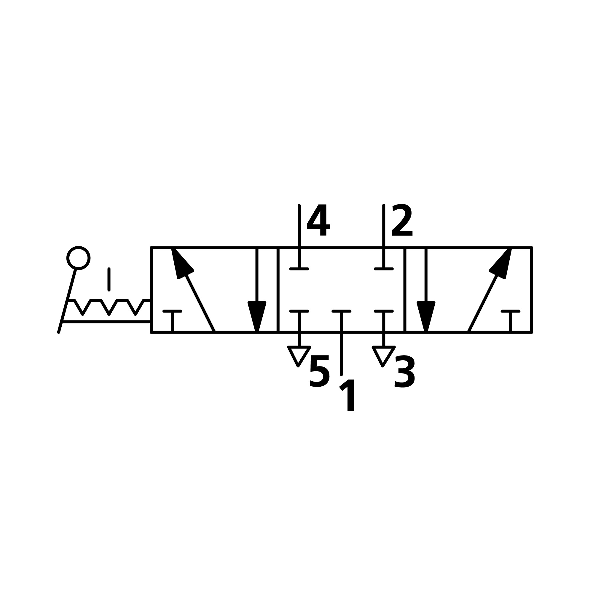 5/3-Wegeventil, man. 90° Hebel, G 1/4, Mitte geschlossen, rastend - Riegler 106479