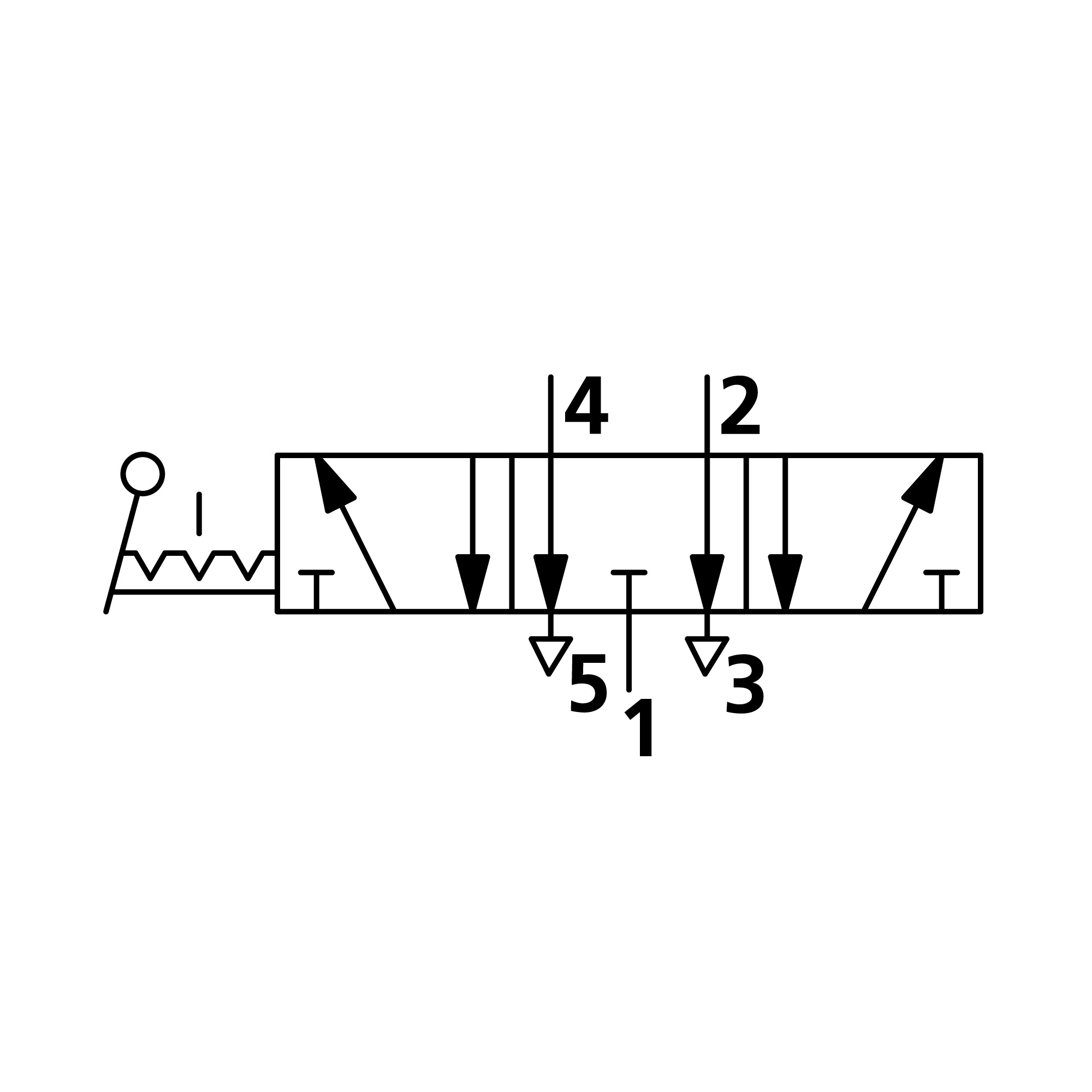 5/3-Wegeventil, man. 90° Hebel, G 1/4, Mitte entlüftet, rastend - Riegler 106480