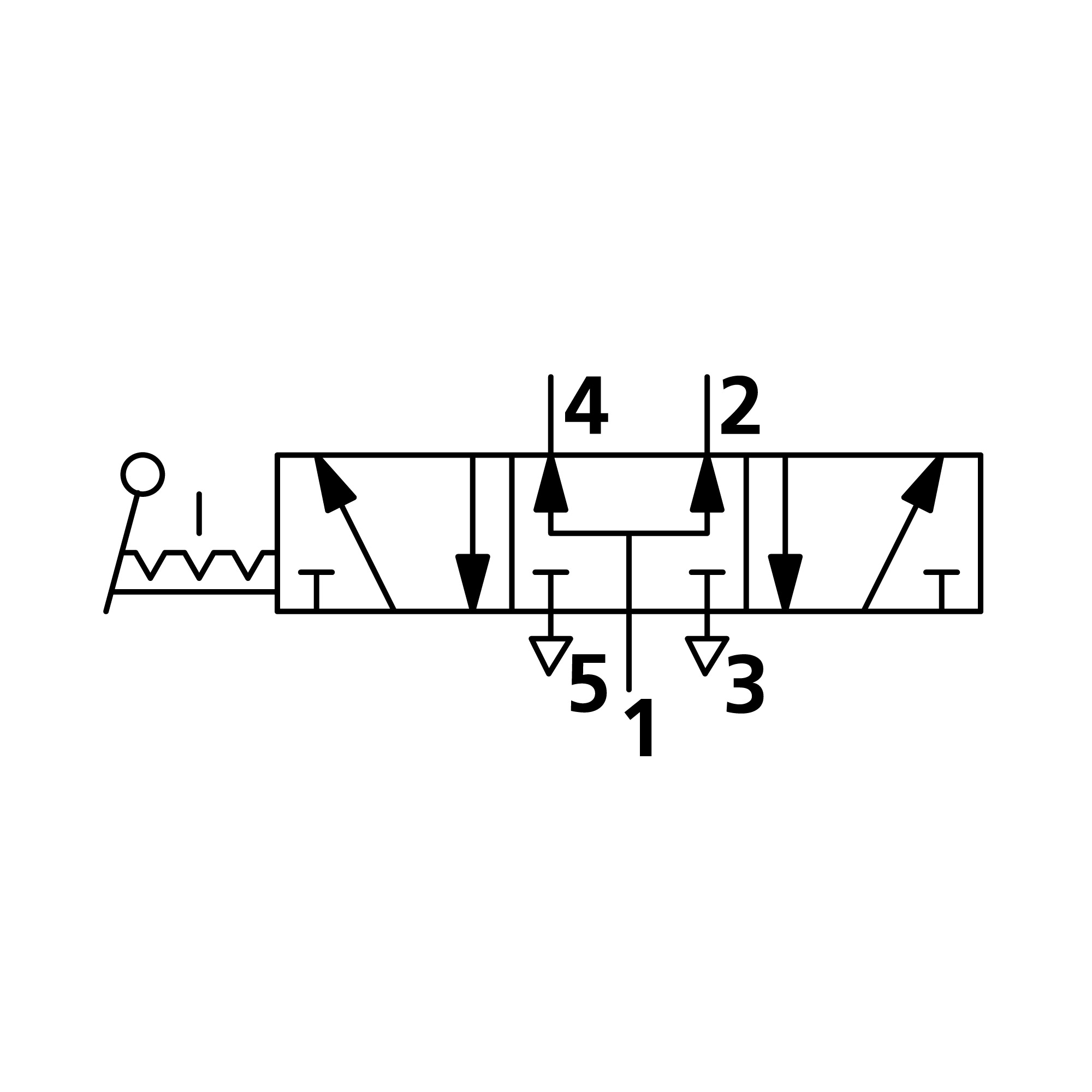 5/3-Wegeventil, man. 90° Hebel, G 1/2, Mitte belüftet, rastend - Riegler 106487