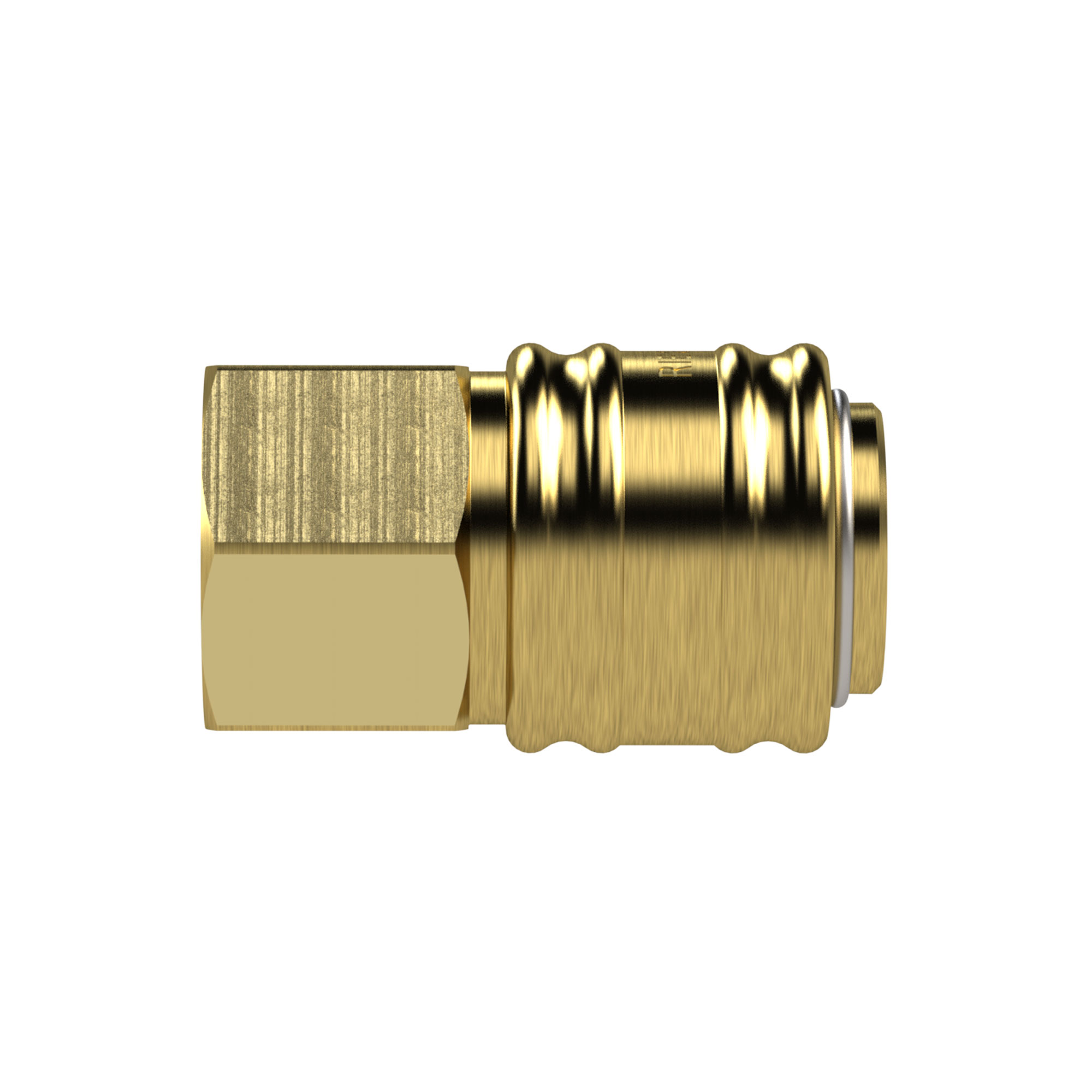 Quick-connect coupling I.D. 7.2, bright brass, G 1/2 IT - Riegler 107213