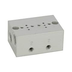 Riegler 106651. Reihengrundplatte 2-fach, M5 für Mini-Magnetventile 15 mm