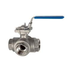 Riegler 135920.3-way ball valve, L-hole, Stainless steel 1.4408, G 1/4, DN 8