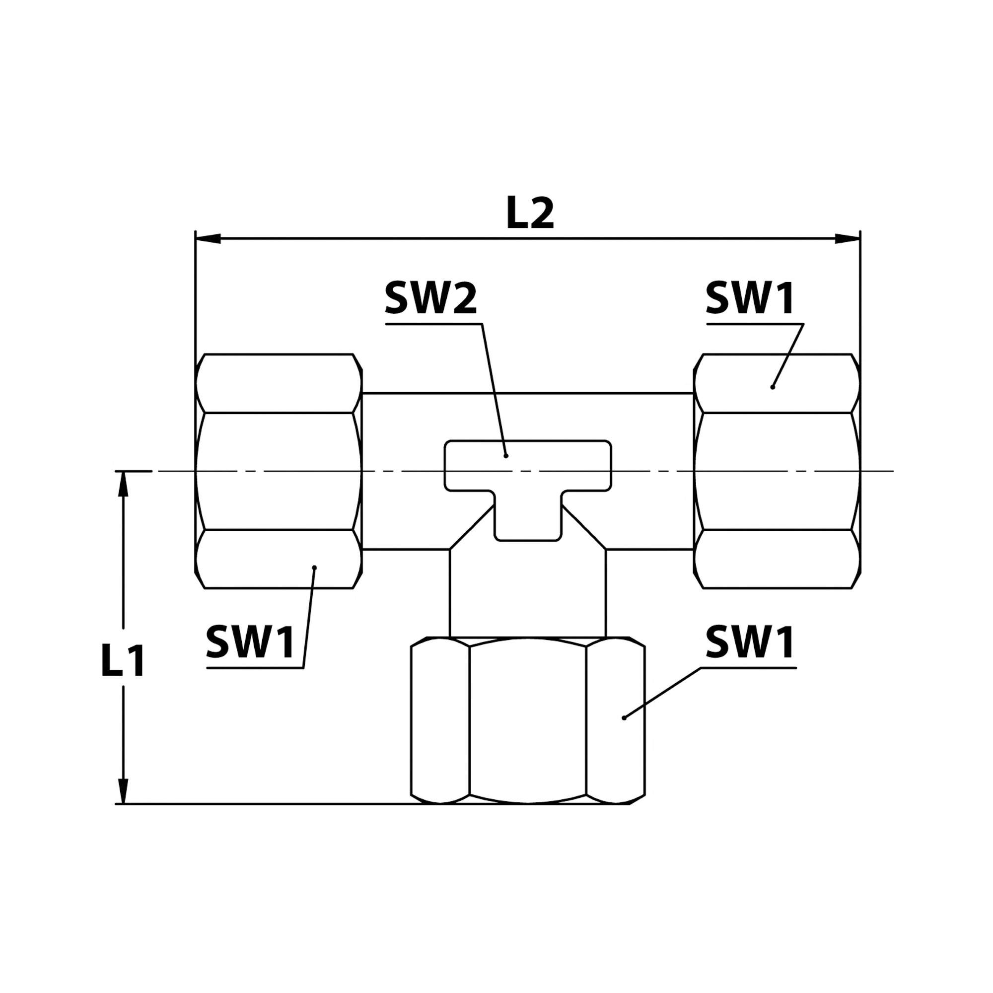 Adjustable T screw fitting, Pipe ext. Ø 8, galvanised steel - Riegler 159016