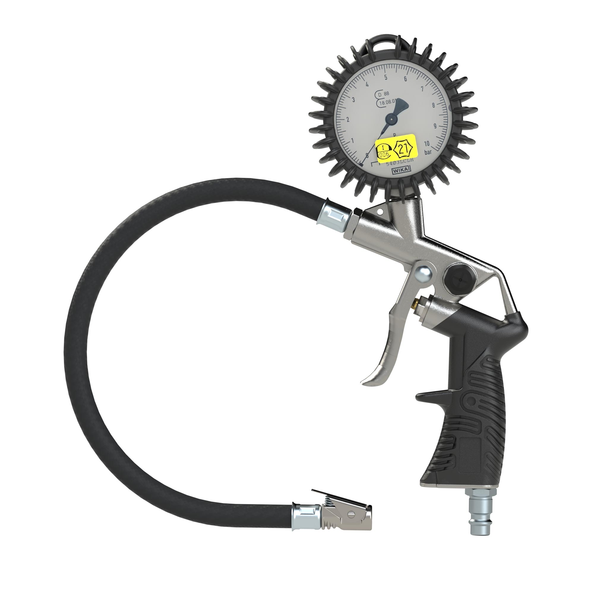 Manual tyre gauge, quick connector, Calibrated, 0-10 bar - Riegler 117141
