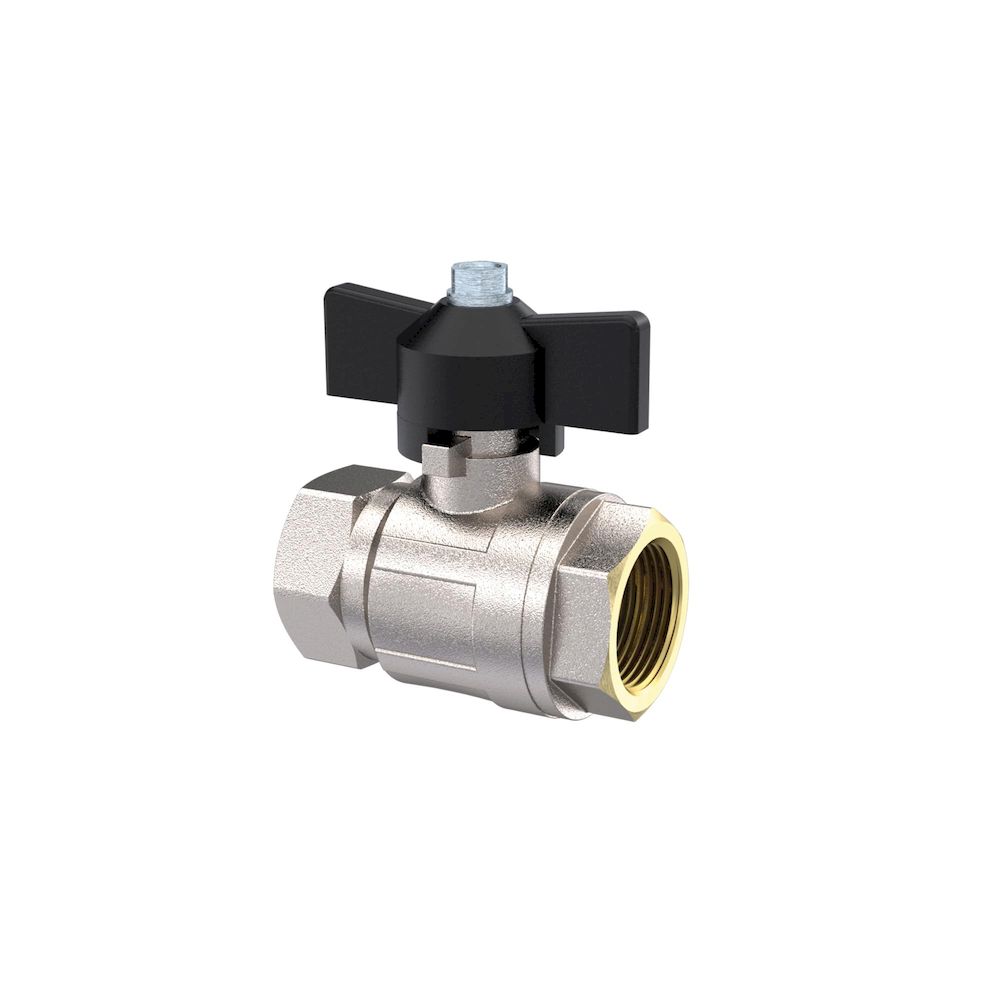Riegler 129141.Ball valve standard type, IT/IT, nickel-plated brass, G 3/8