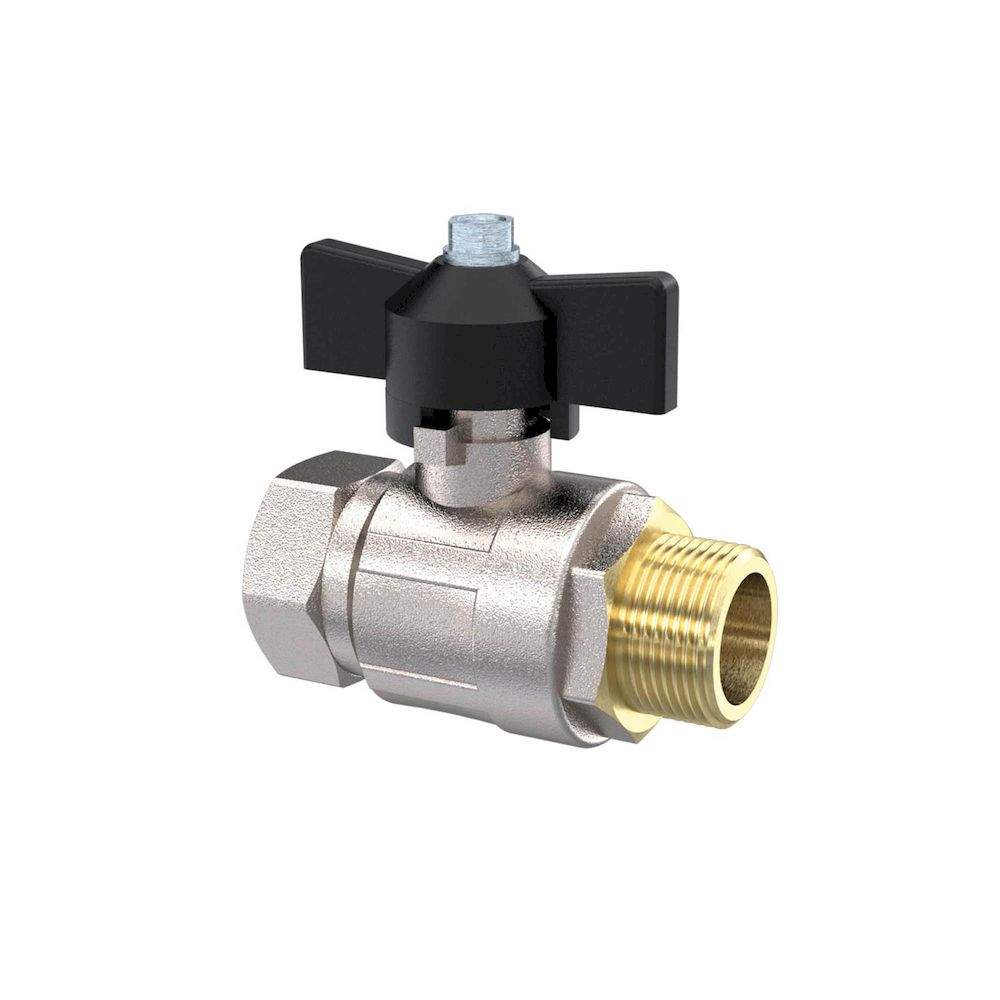 Riegler 129148.Ball valve standard type, IT/ET, nickel-plated brass, G 1/2
