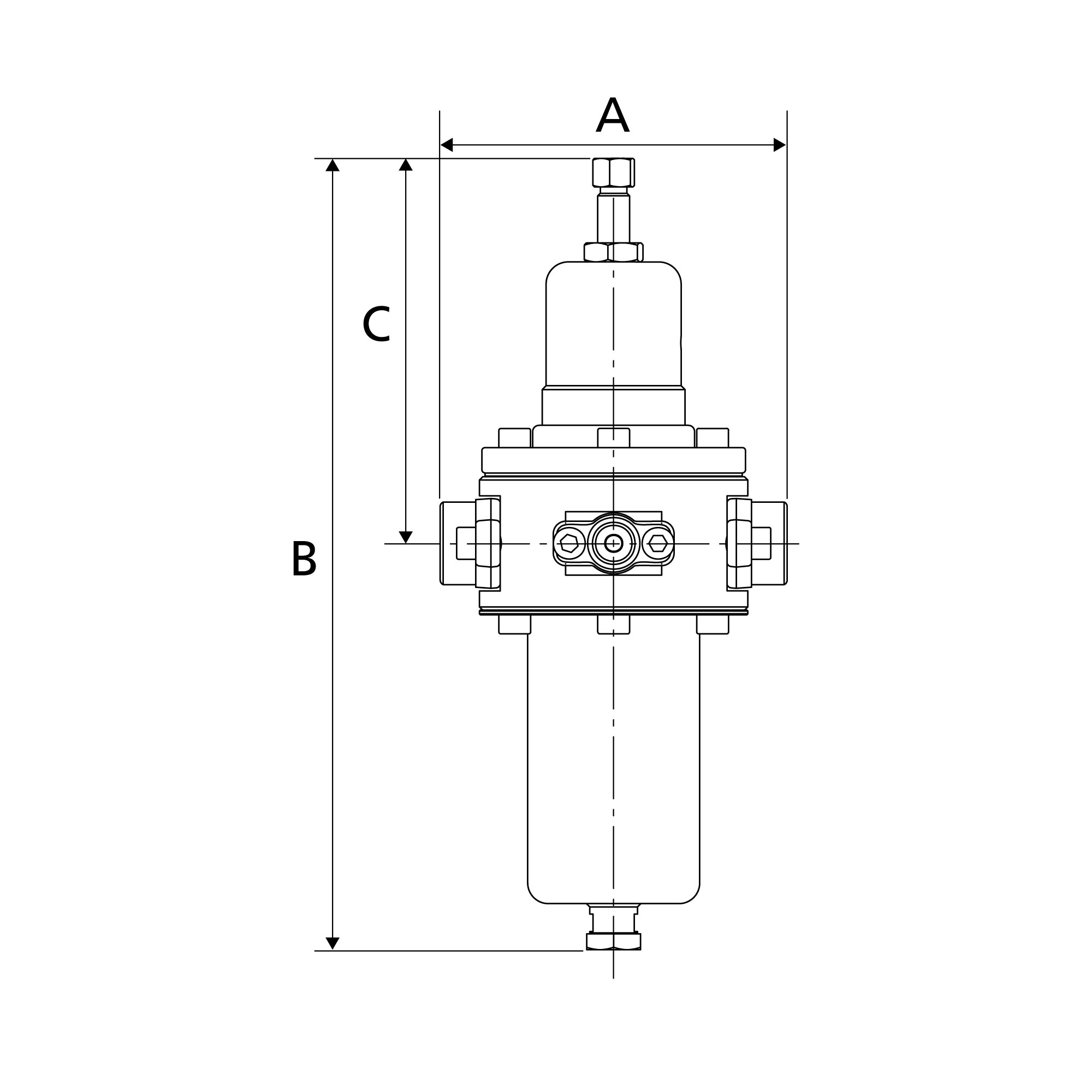 Stainless steel filter regulator 1.4404, rever. G 1/2, 1 - 15 bar - Riegler 129274
