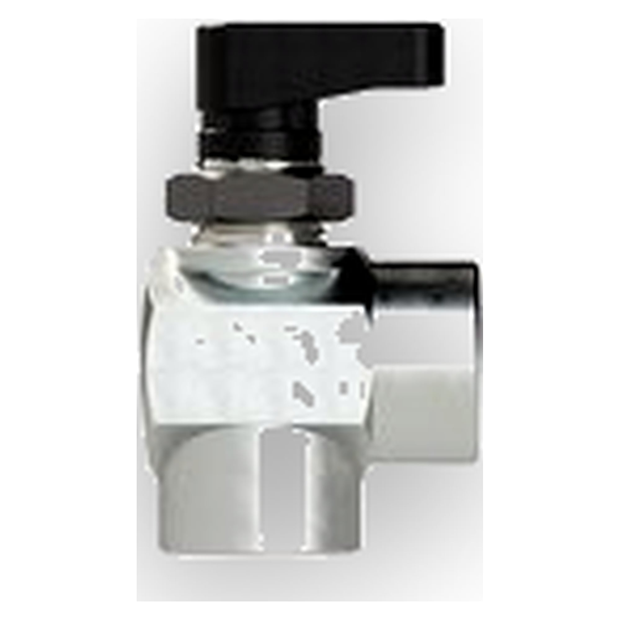 Angled mini ball valve, Brass chrome plated, G 1/4 IT - Riegler 129826