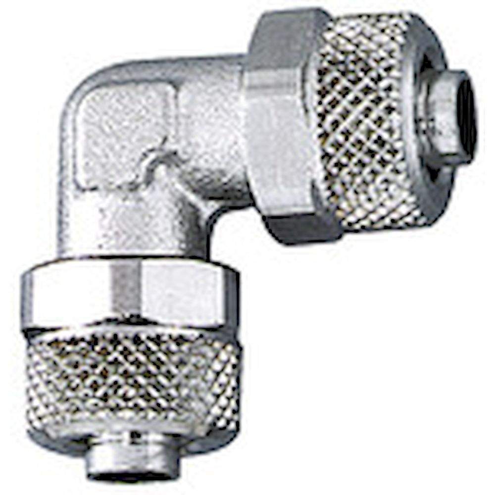 Riegler 110578.Angled connector, for hose 4/2 mm, AF 9, nickel-plated brass