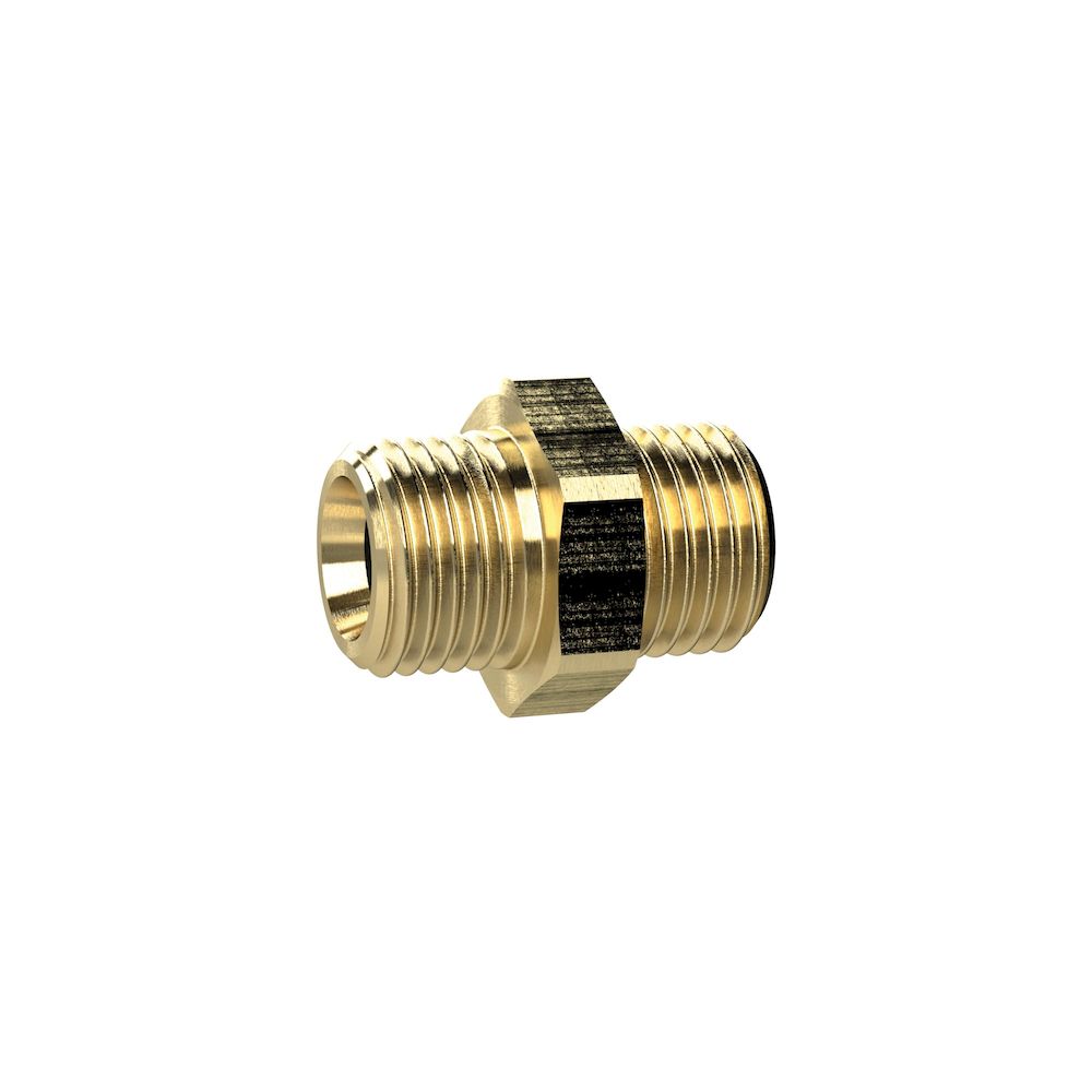 Riegler 131779.Double threaded nipple Cyl., G 1 1/4 o., G 1 1/4 o., AF 50, Brass