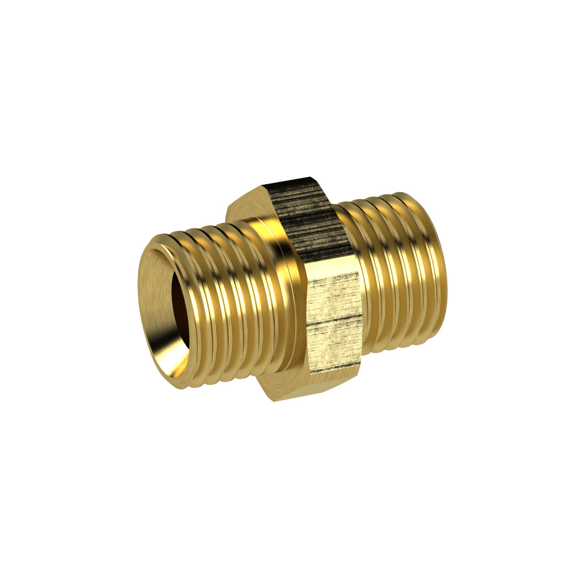 Doppelgewindenippel, zyl., M24x1,5 a., M24x1,5 a., SW 27, Messing - Riegler 108017