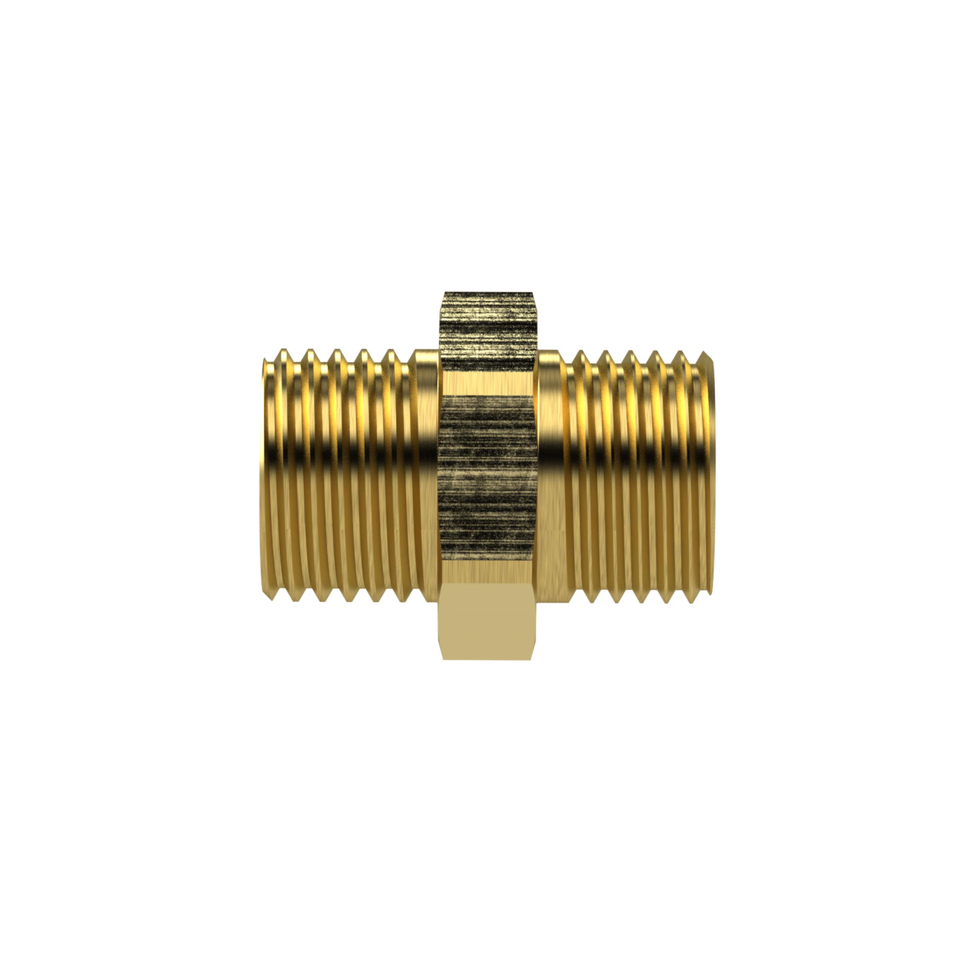 Doppelgewindenippel, zyl., M24x1,5 a., M24x1,5 a., SW 27, Messing - Riegler 108017