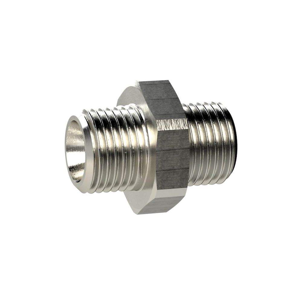 Riegler 131915.Double threaded nipple, G 2 o., G 2 1/2 o., nickel-plated brass