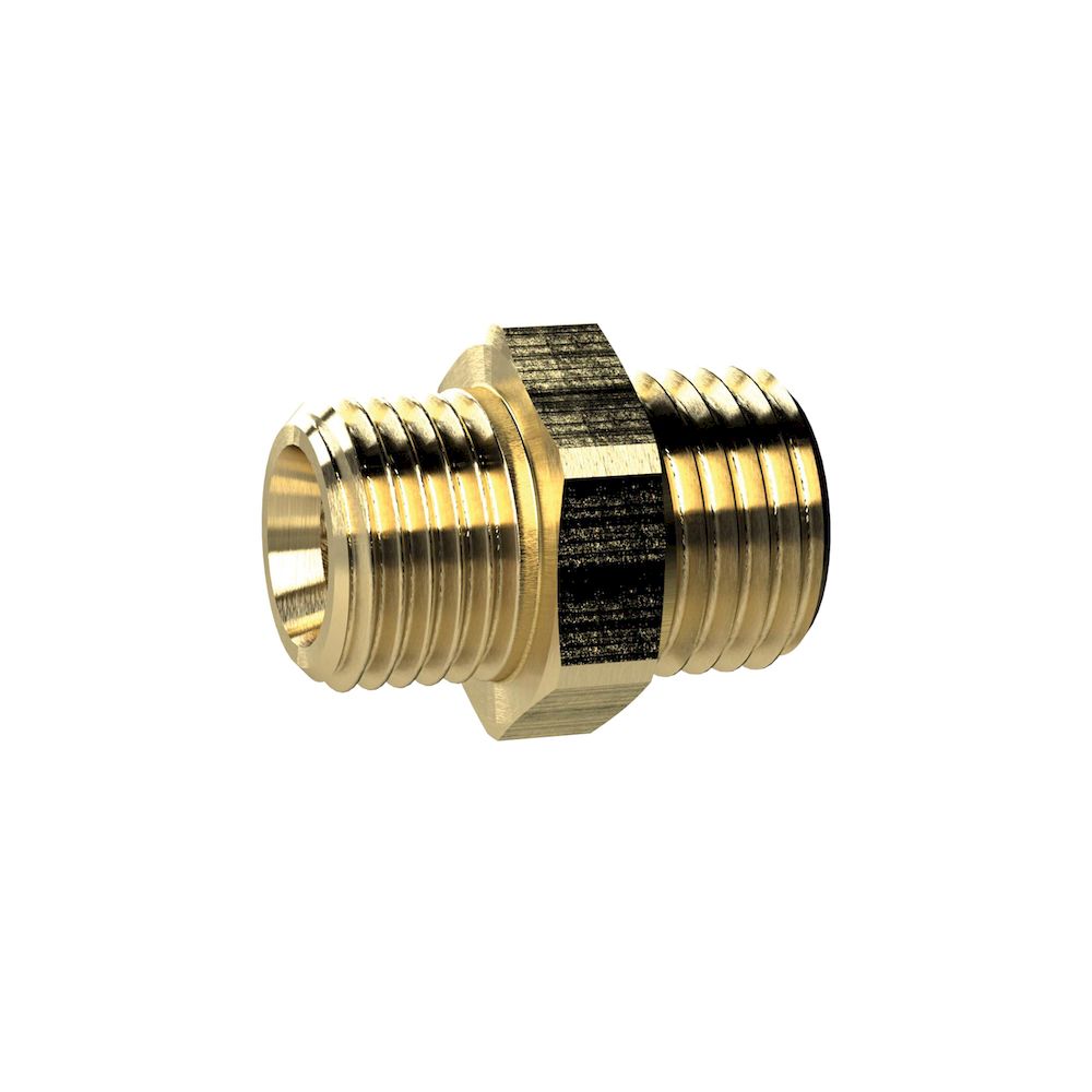 Riegler 134476.Double threaded nipple, M14x1.5 o., M14x1.5 o., AF 17, Brass