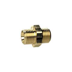 Riegler 134484.Double threaded nipple, G 1/4 o. left, G 1/4 o. left, AF 17 Brass