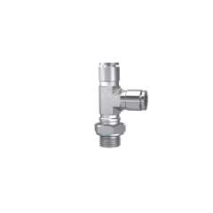 Riegler 135221. T-Steckverschr., L-Form, drehbar, G 3/8 a., Schlauch-Ø 14, ES