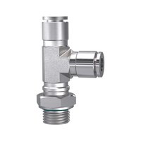 Riegler 135213.Push-in T-fitting, L-shape rotating G 1/4 o. for hose exterior Ø4