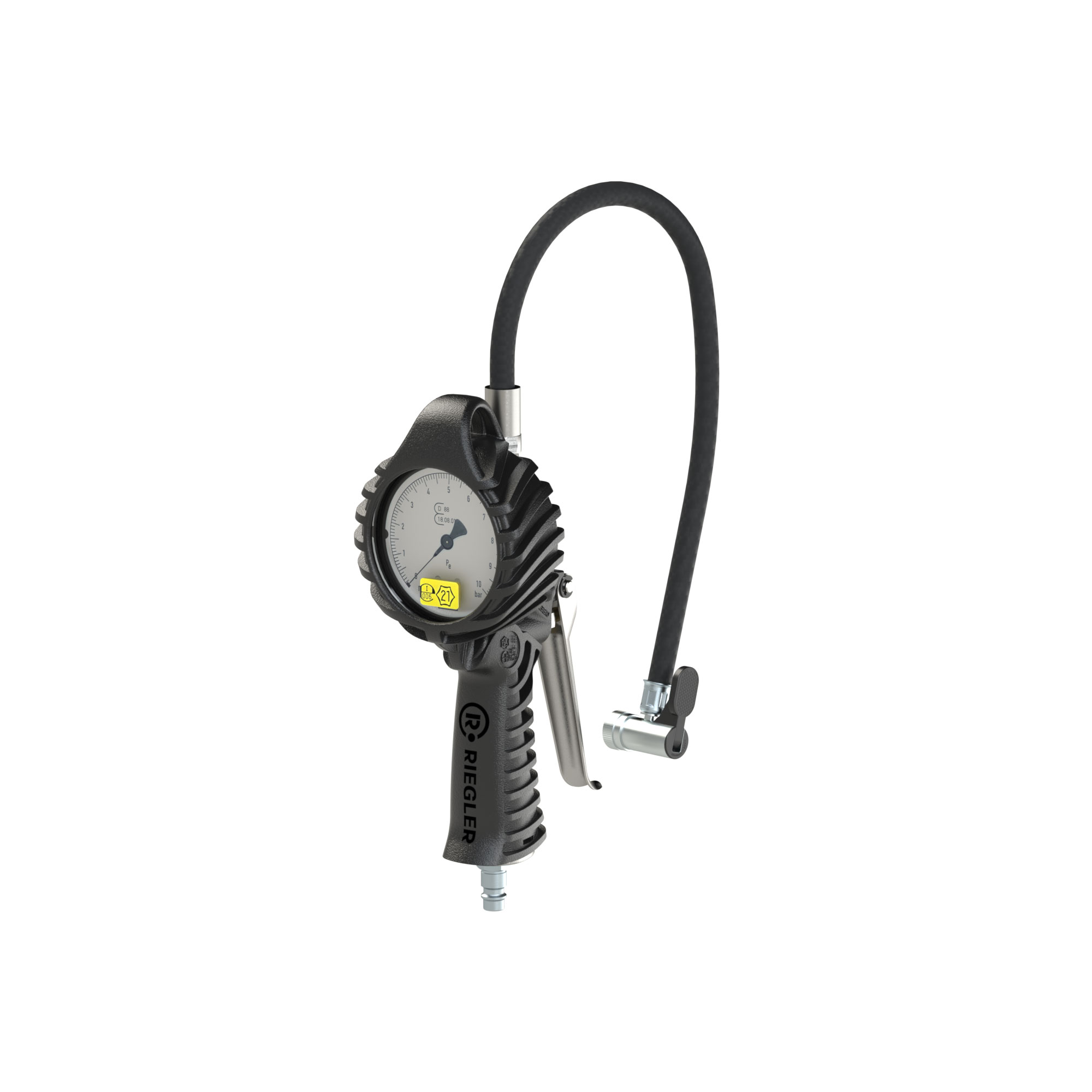 Stand. man. tyre gauge, tyre valve connector, calibrated 0-12 bar - Riegler 136783