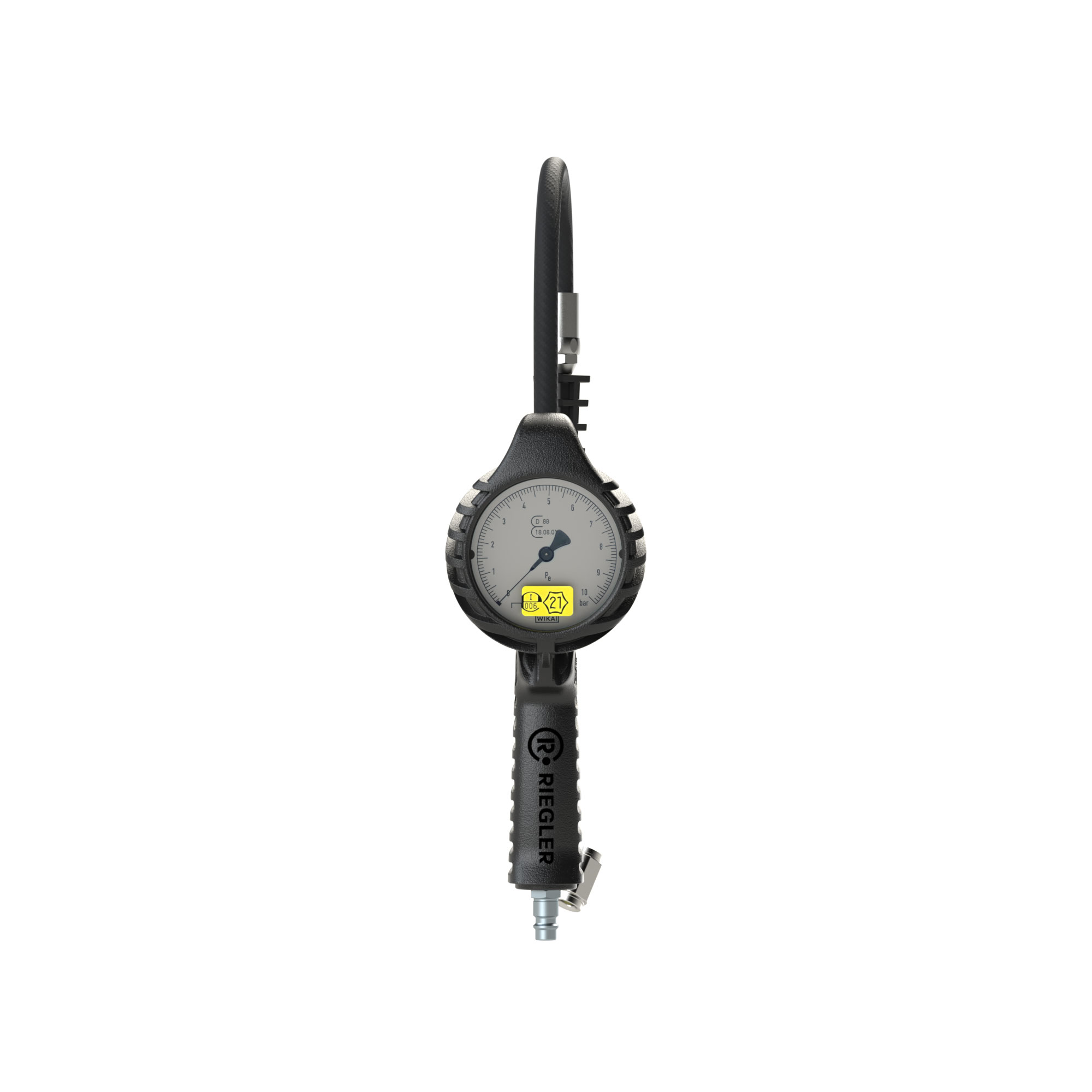 Standard manual tyre gauge, garage connector, Calibrated 0-12 bar - Riegler 136786