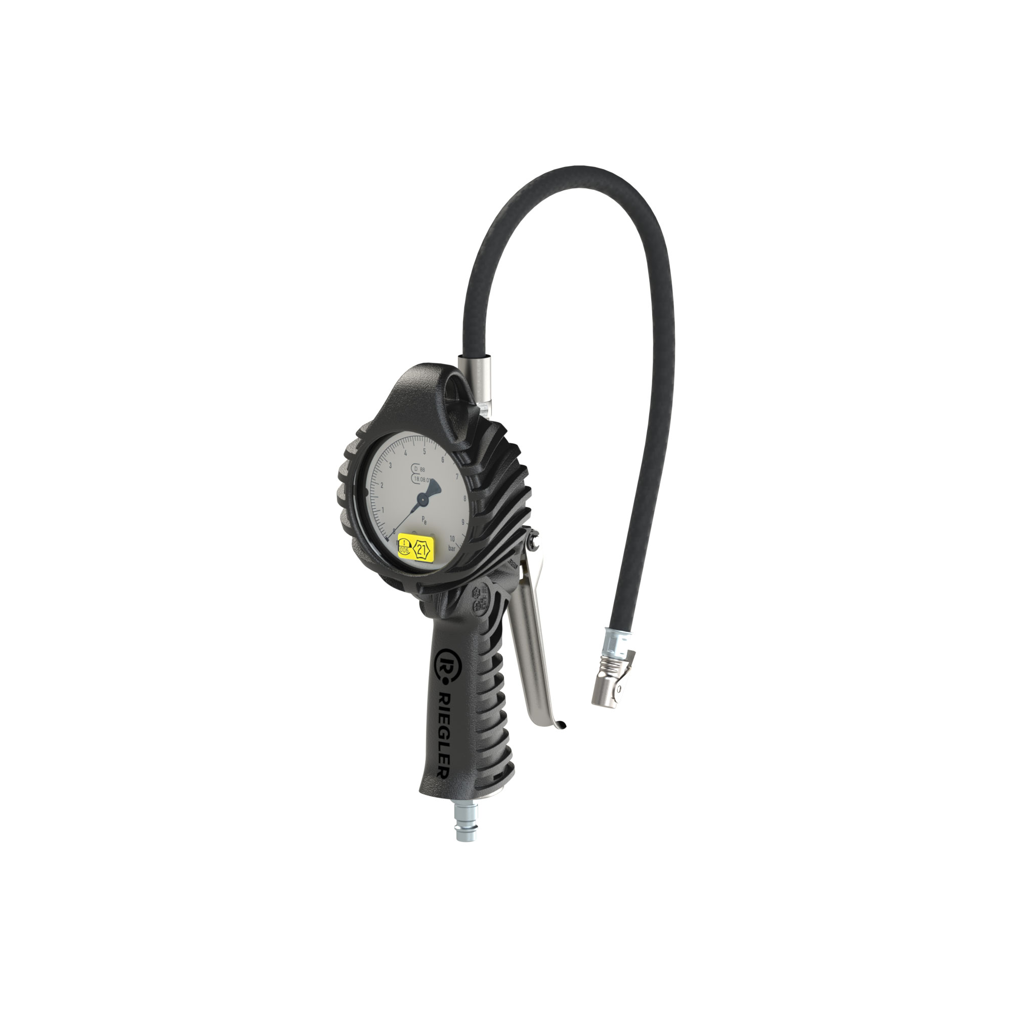 Standard manual tyre gauge, quick connector, calibrated, 0-12 bar - Riegler 136799