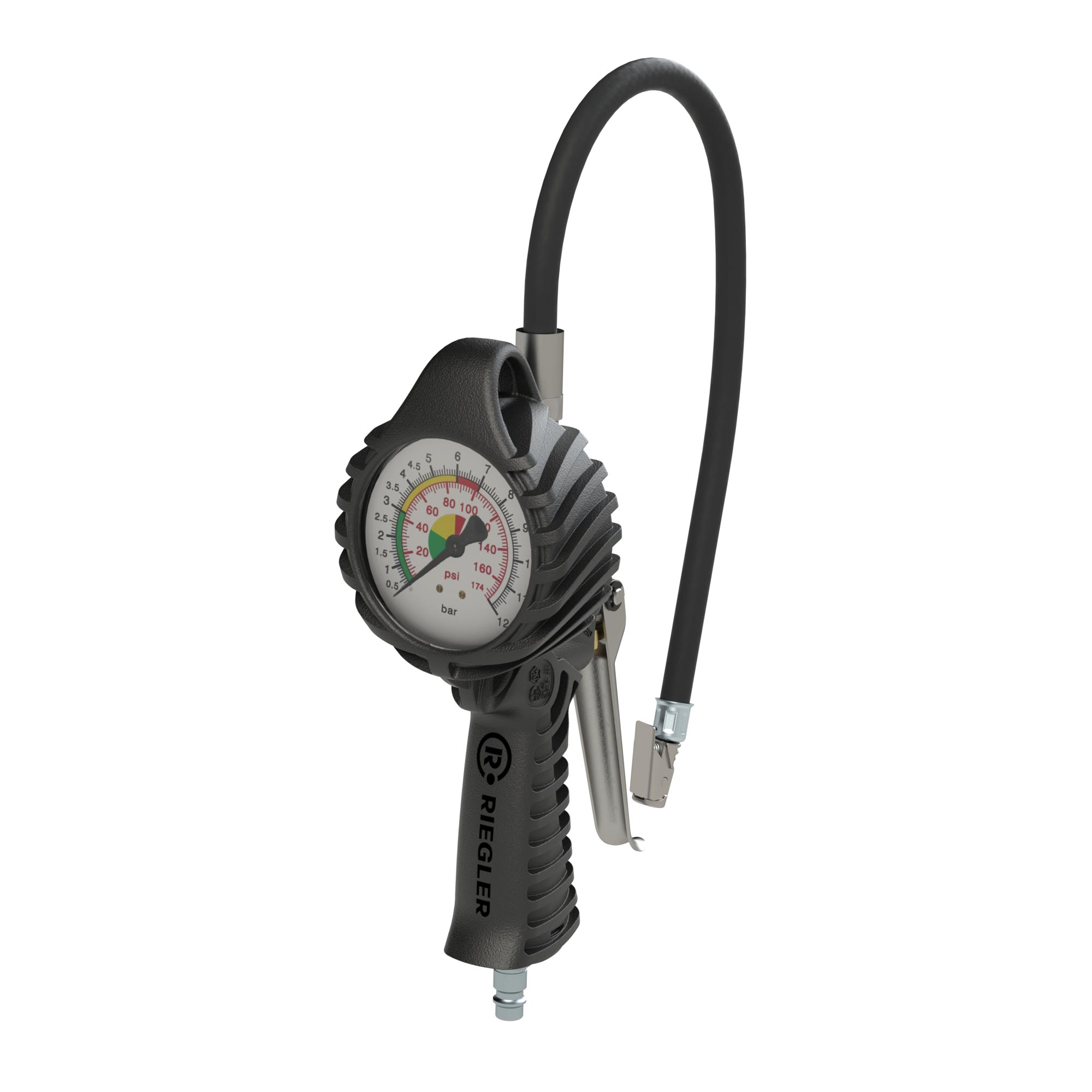 Stand. manual tyre gauge, quick connector, Uncalibrated, 0-12 bar - Riegler 136800