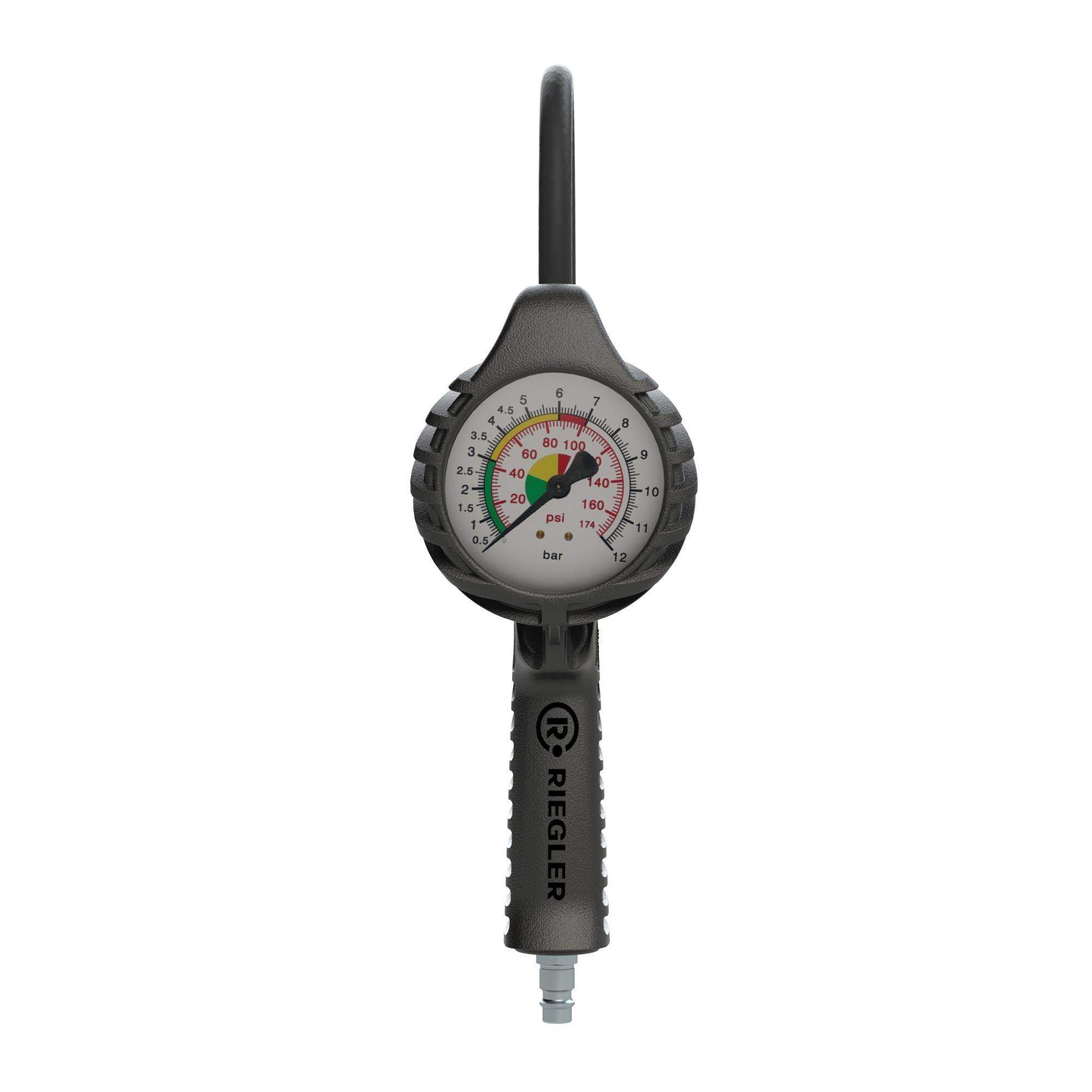 Manual tyre gauge, quick connector, Uncalibrated, 0-12 bar - Riegler 136800